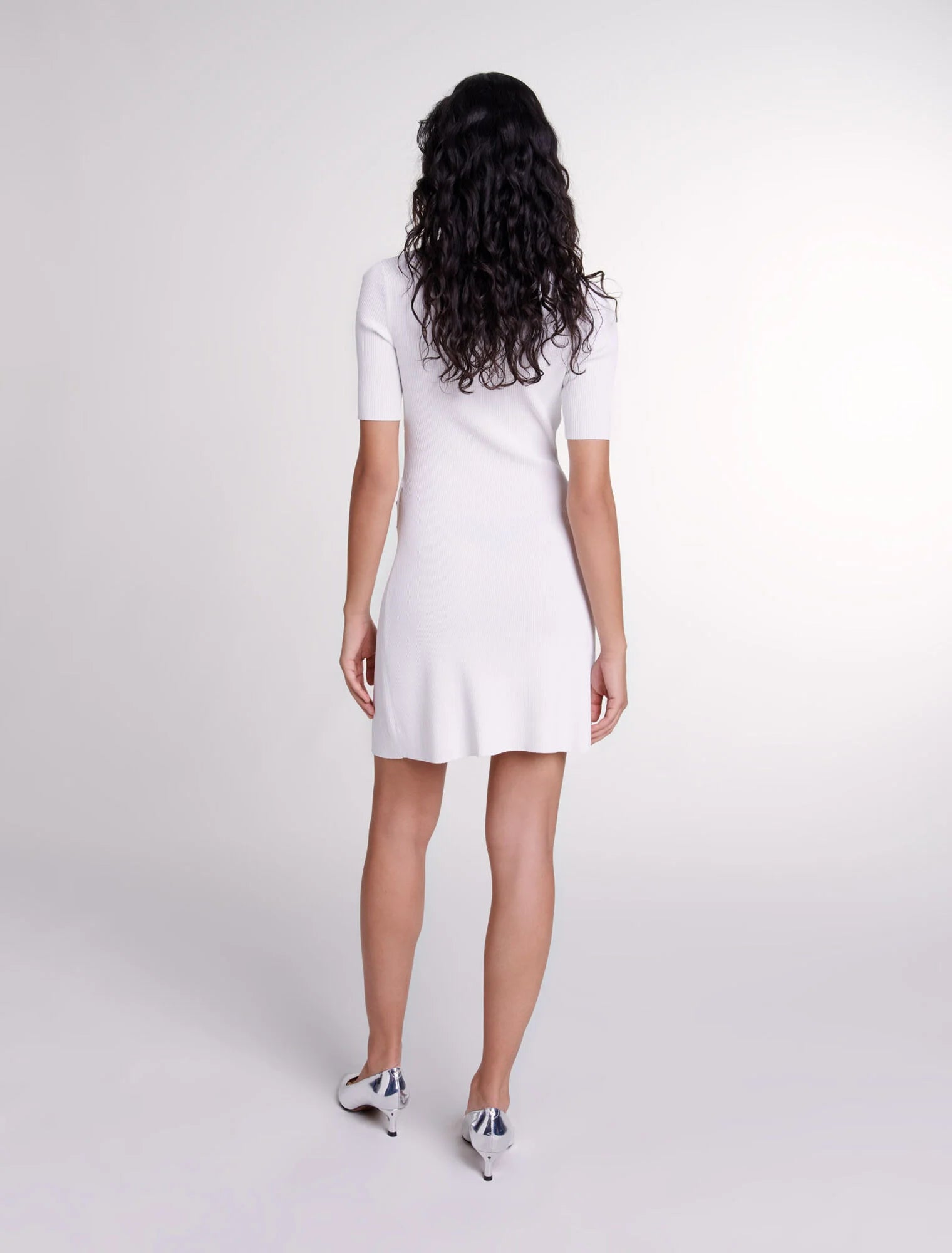 White-Short knit dress