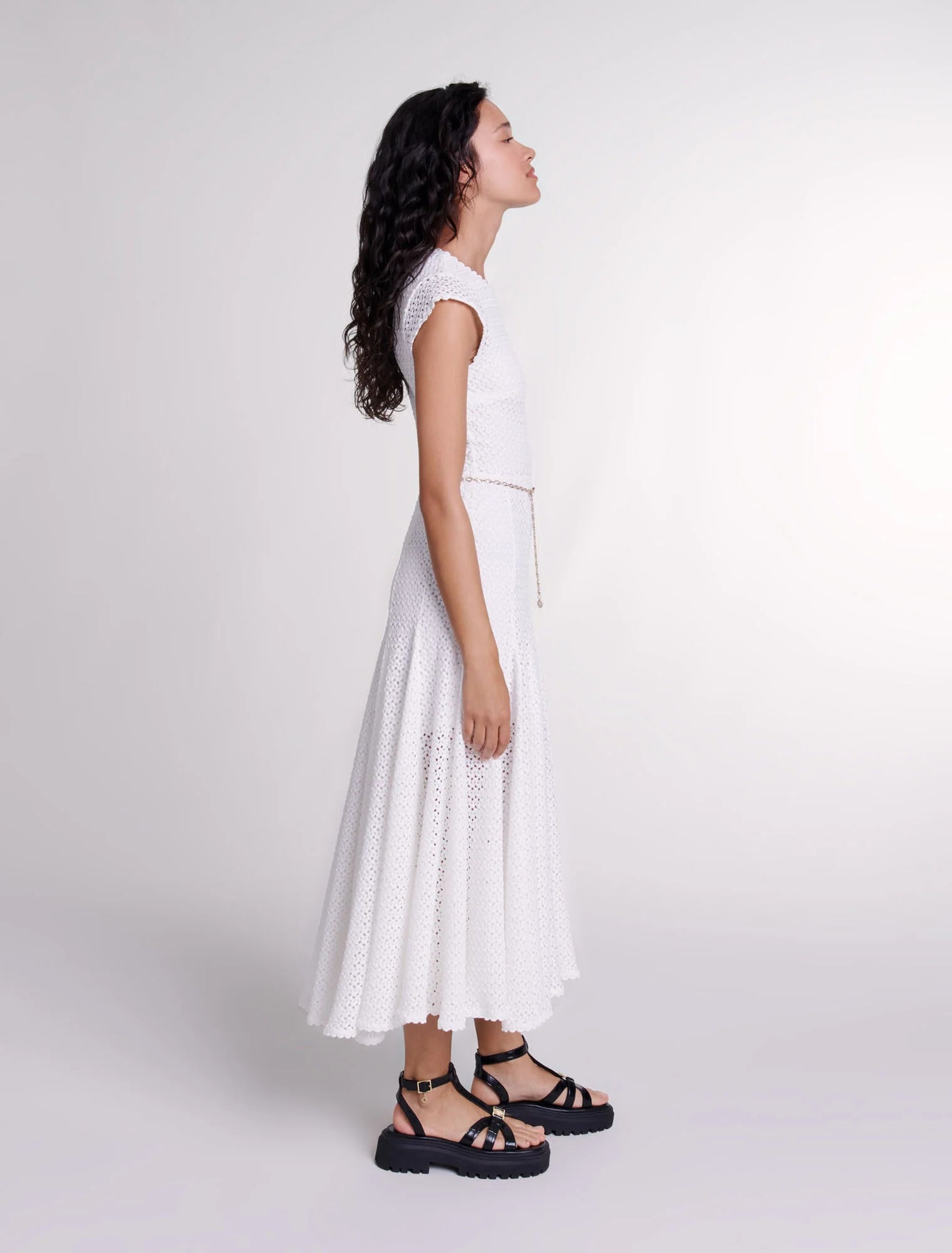 White-Crochet-knit maxi dress