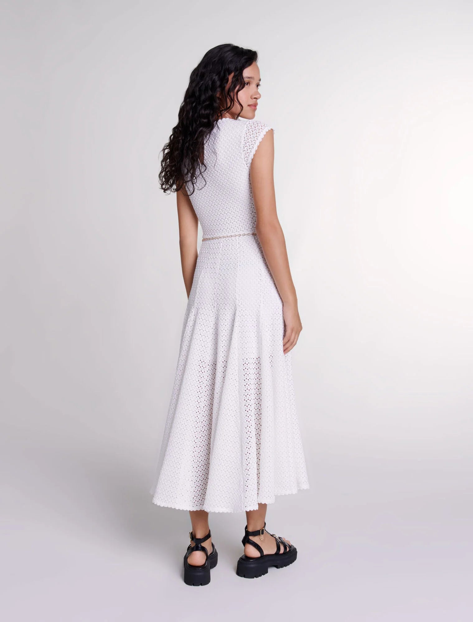 White-Crochet-knit maxi dress