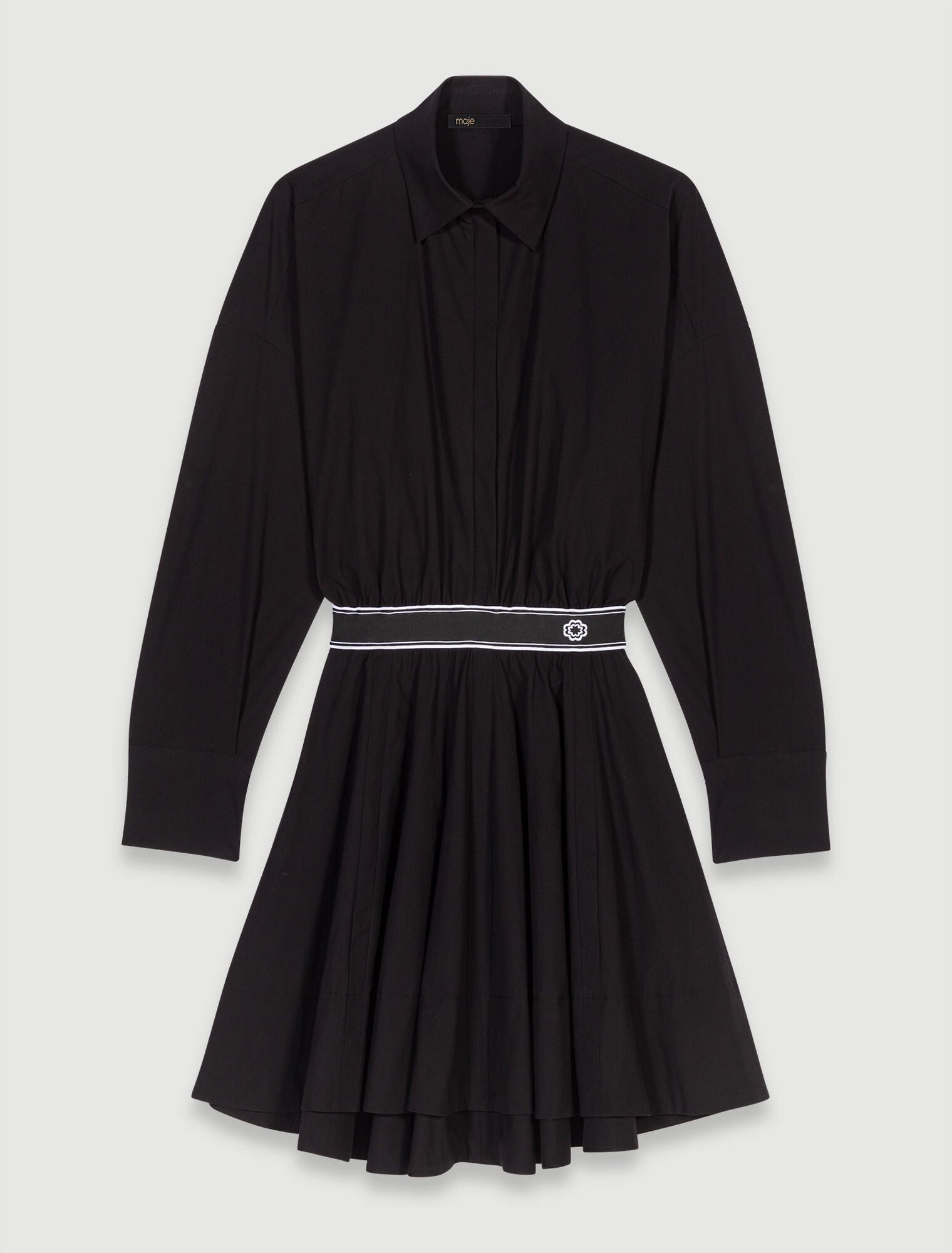 Black-Short elasticated shirt dress