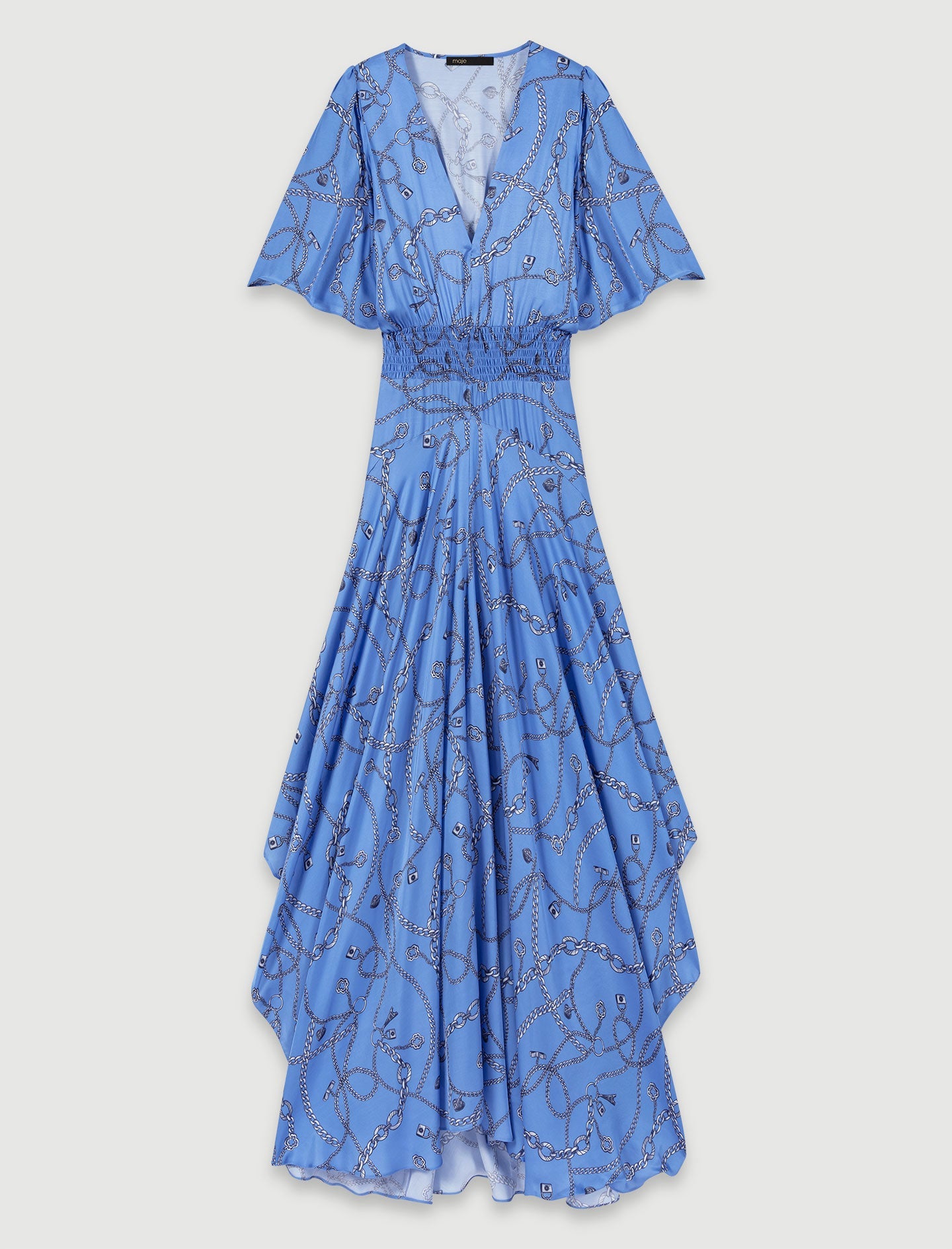 Blue Chain Print Patterned maxi dress