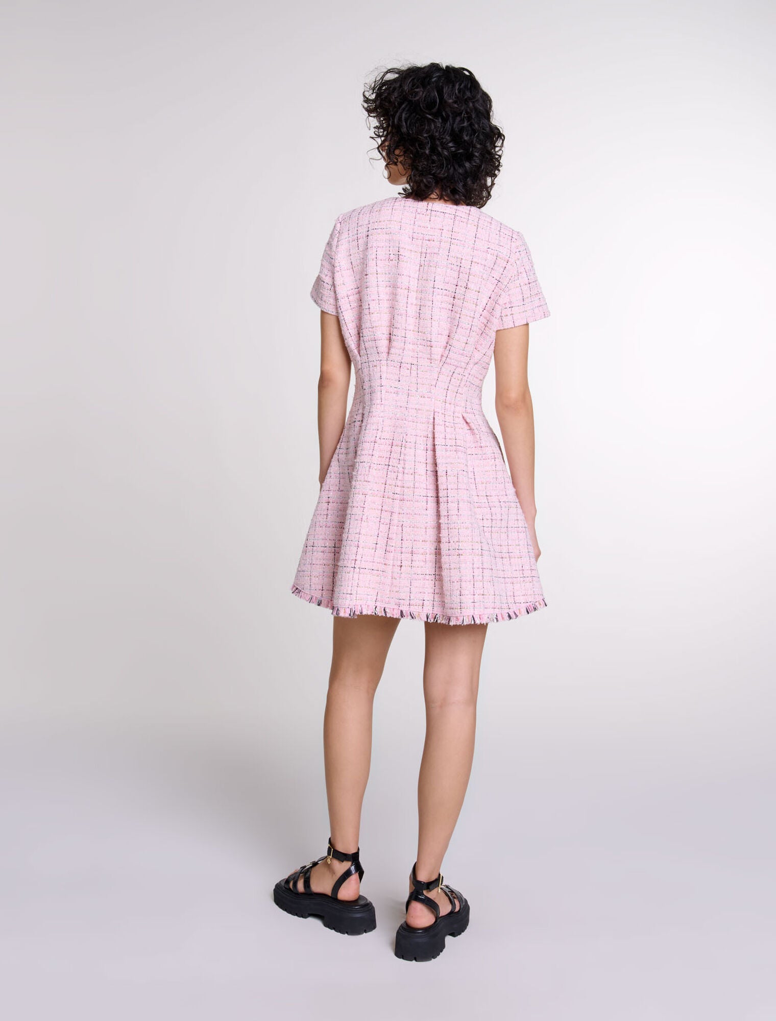 Pink-Tweed babydoll dress