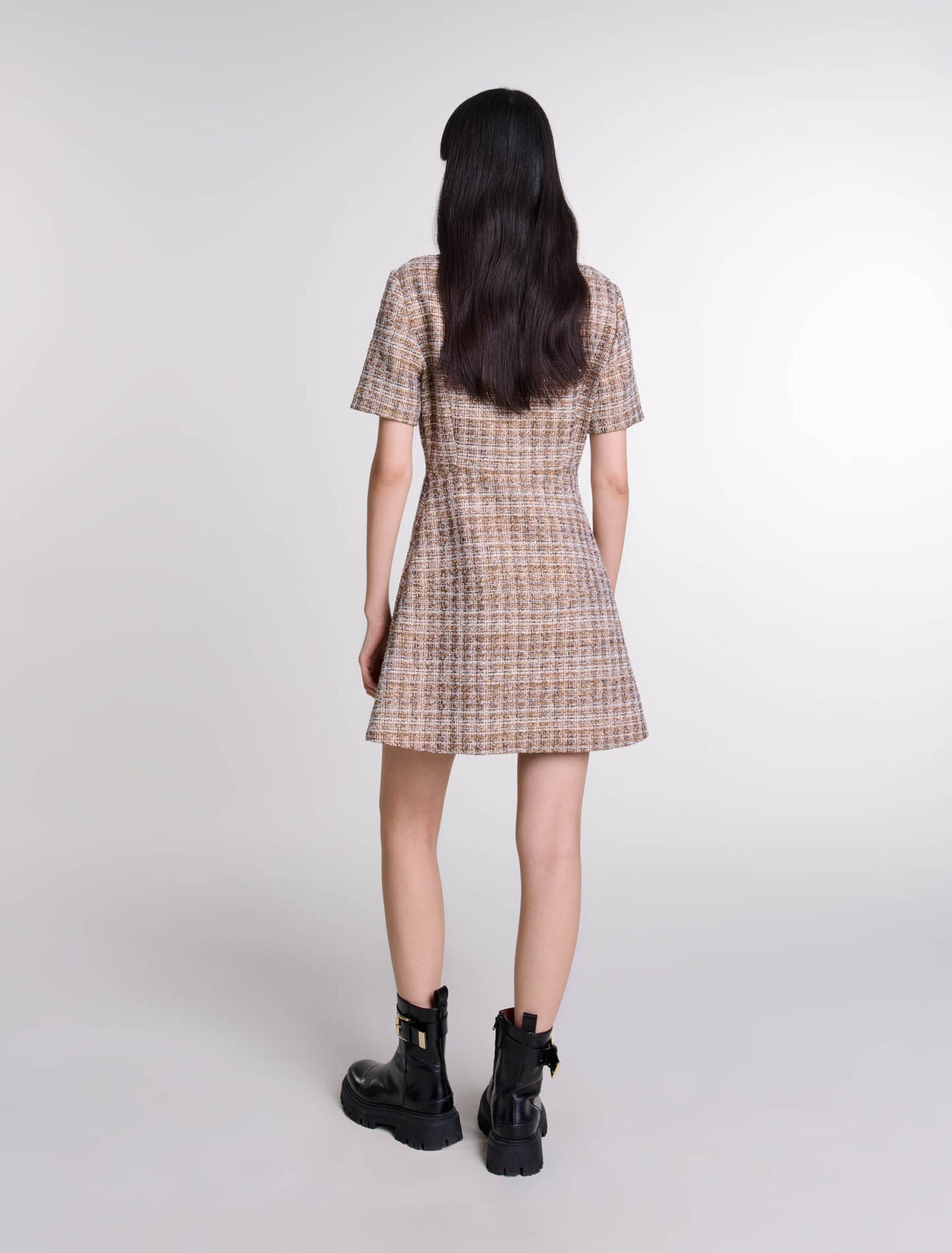 Brown   Short Tweed Dress
