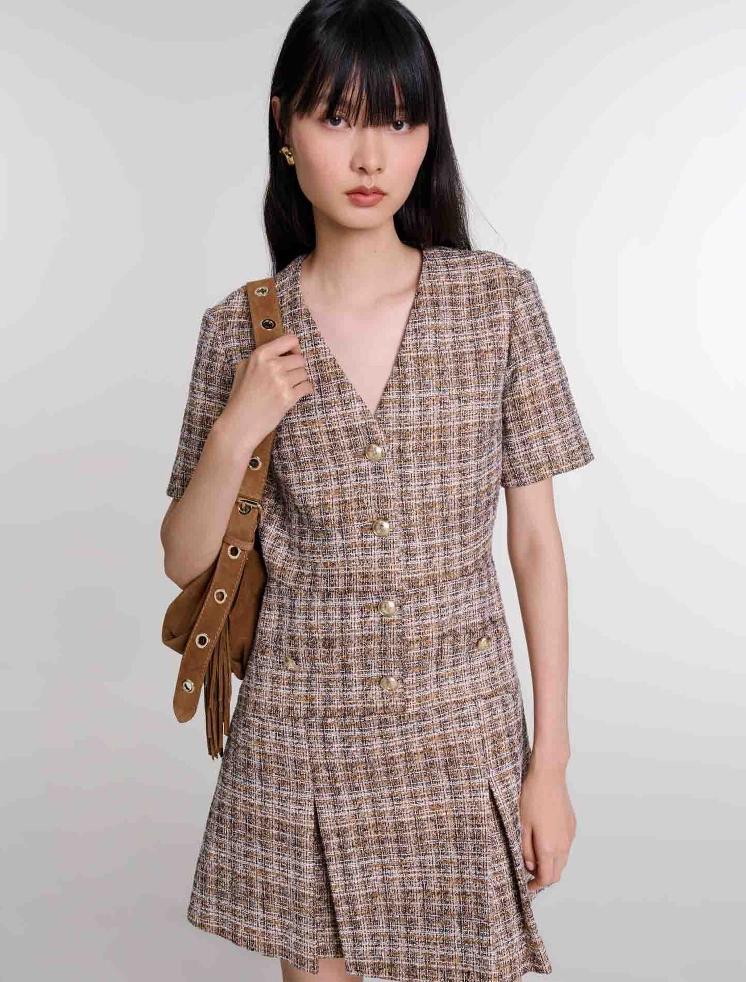 Brown   Short Tweed Dress