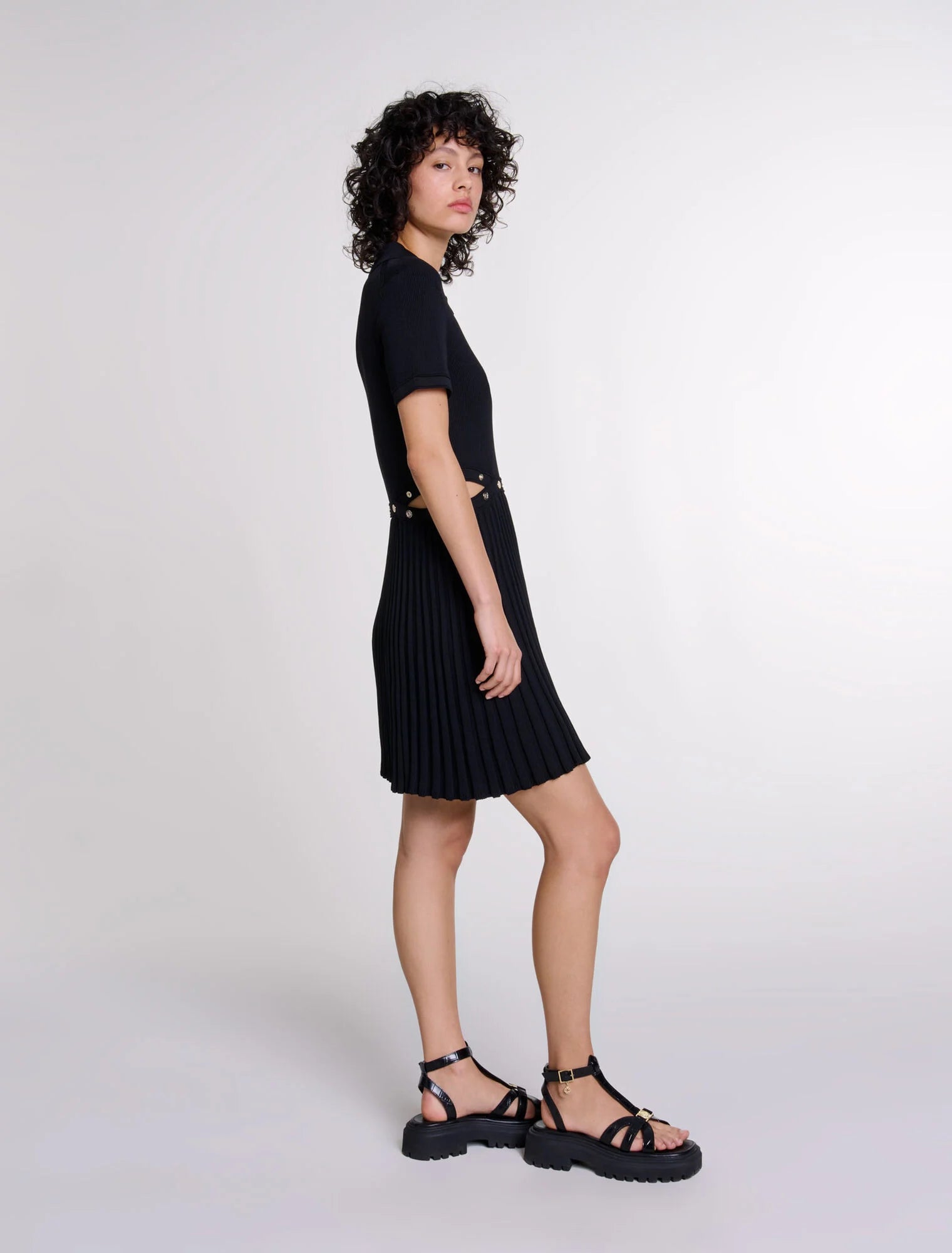 Black-Short knit dress