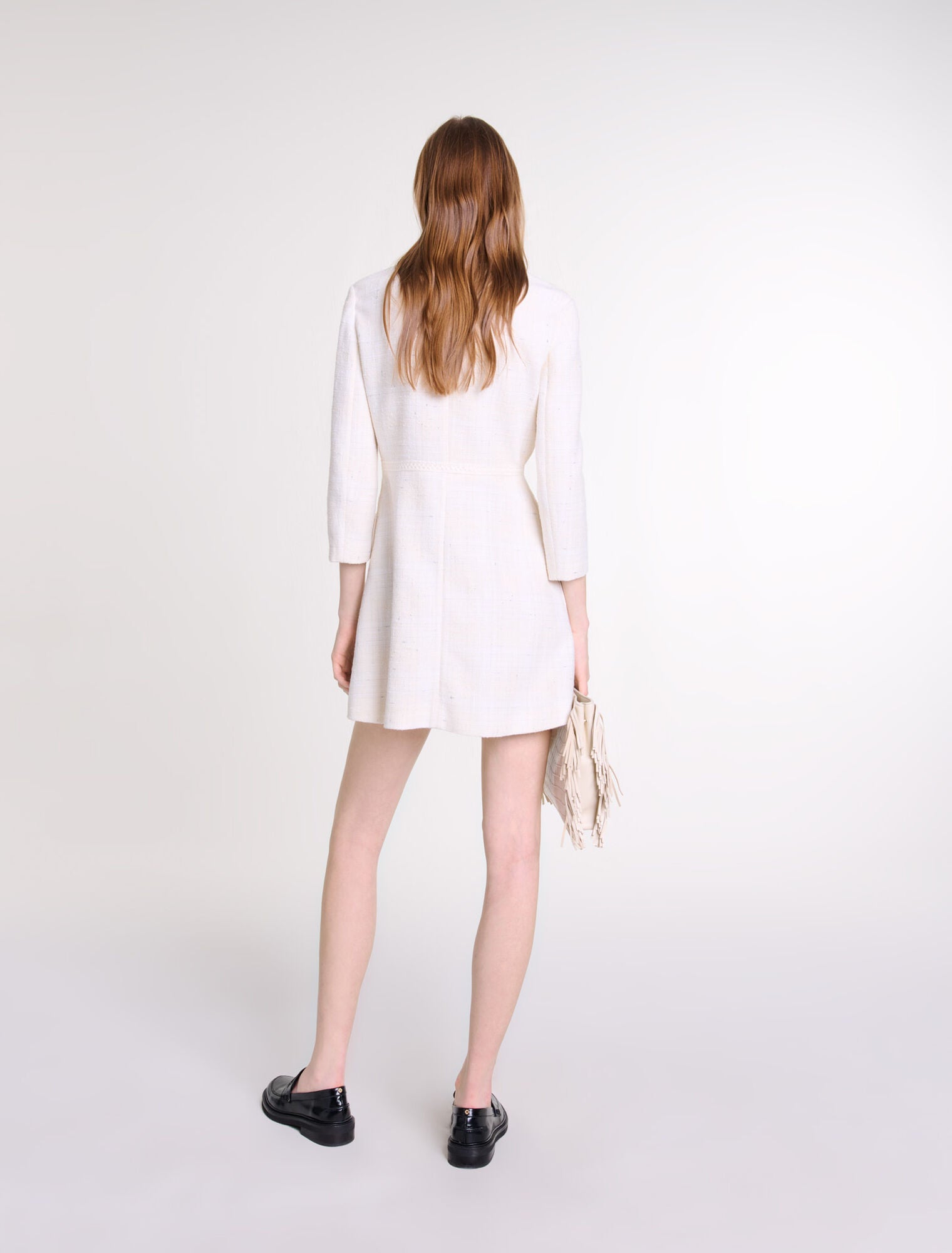 Ecru   Short tweed dress