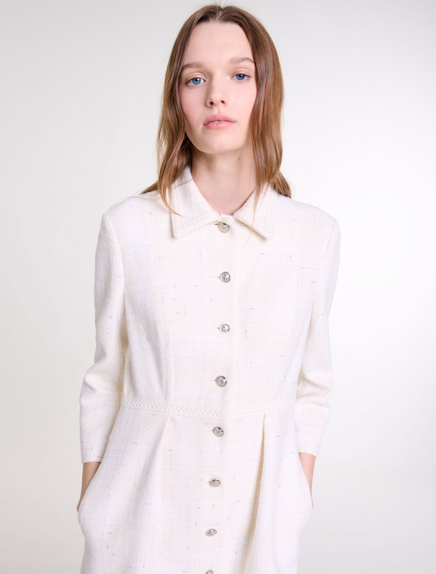 Ecru   Short tweed dress