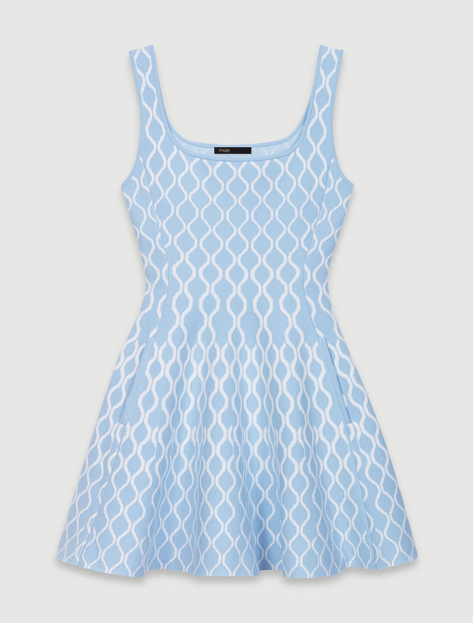 Blue/white-Jacquard knit short dress