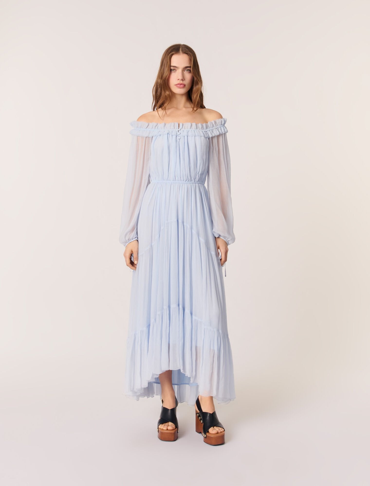 Blue Sky-Chiffon maxi dress