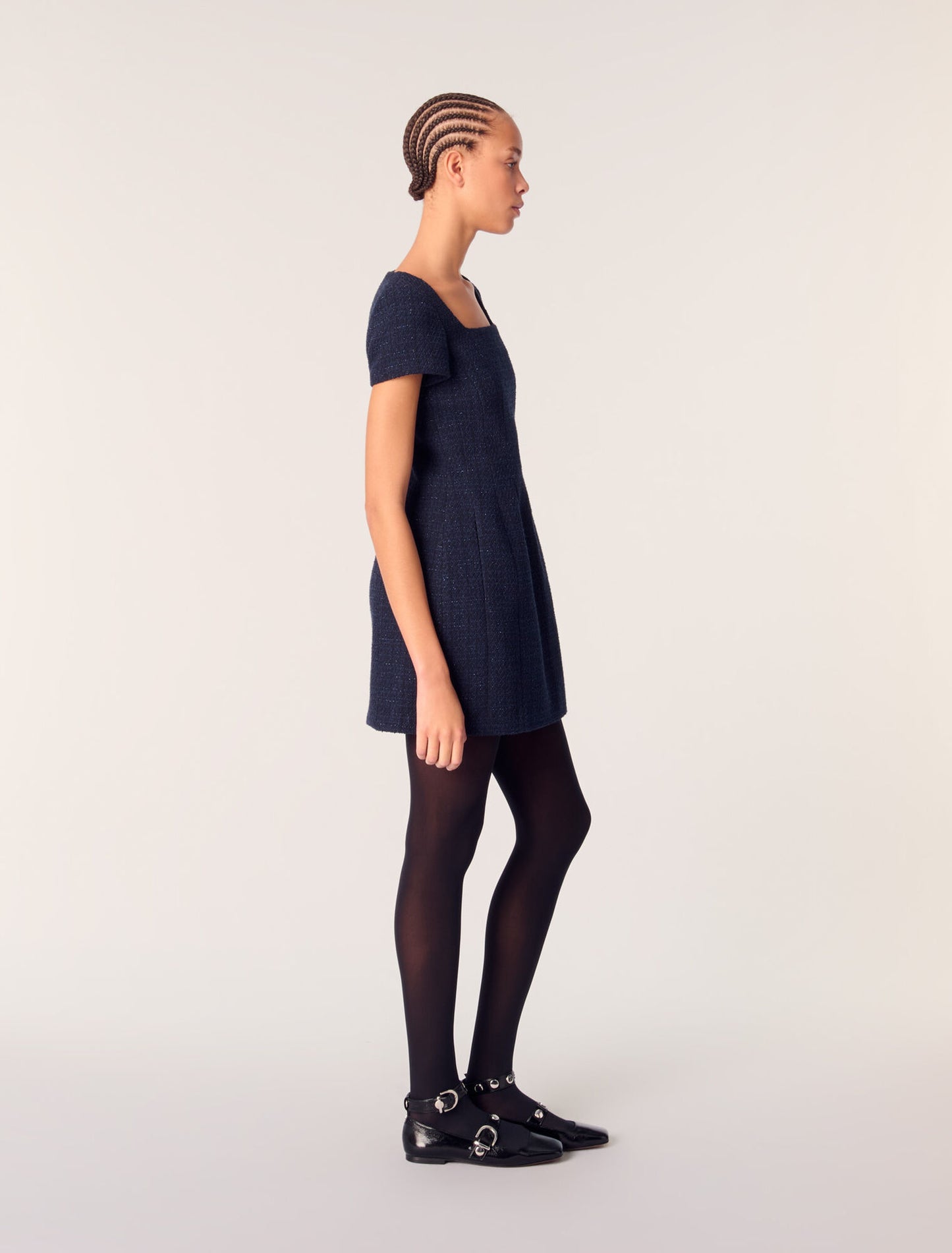 Navy-Short Tweed Dress