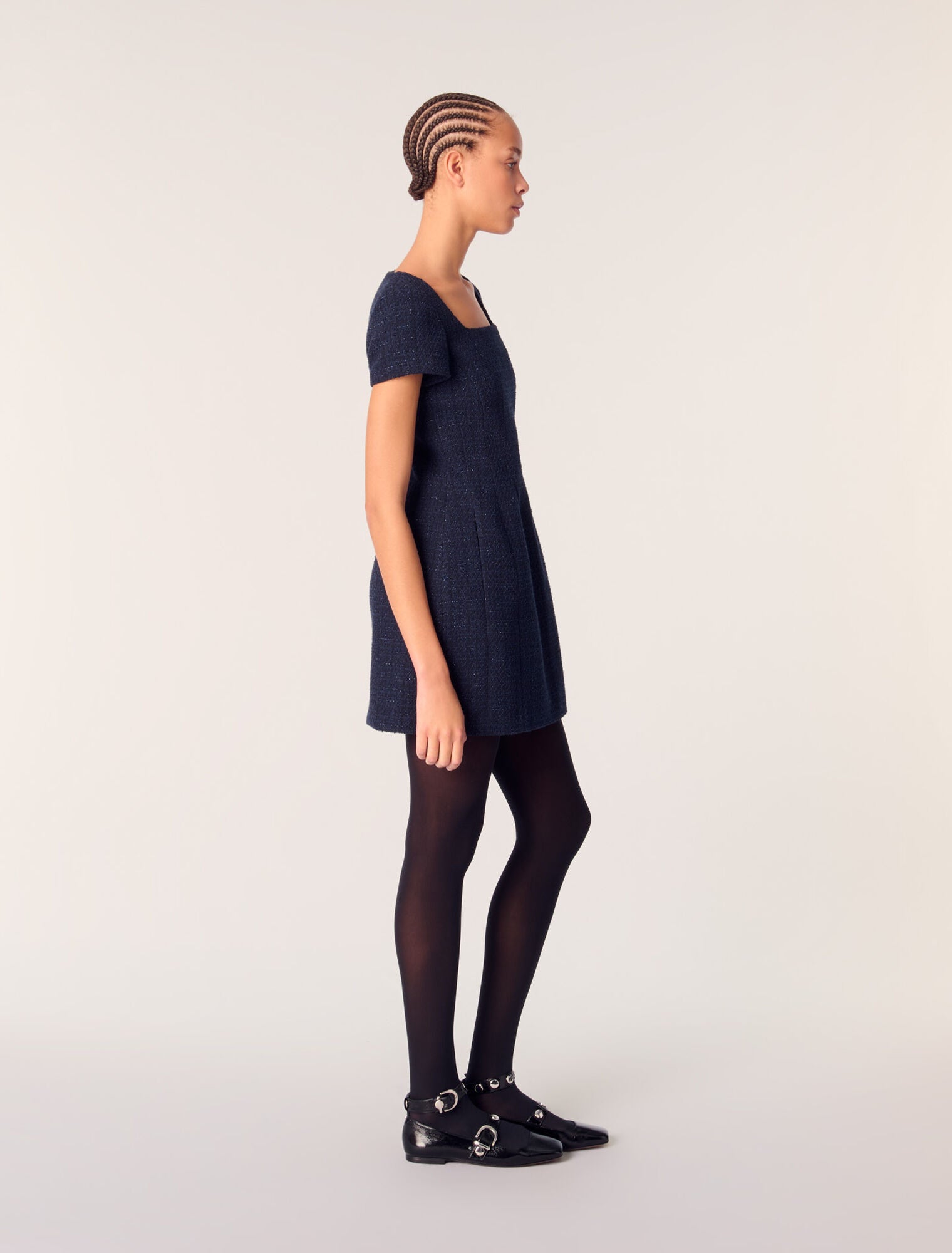 Navy-Short Tweed Dress