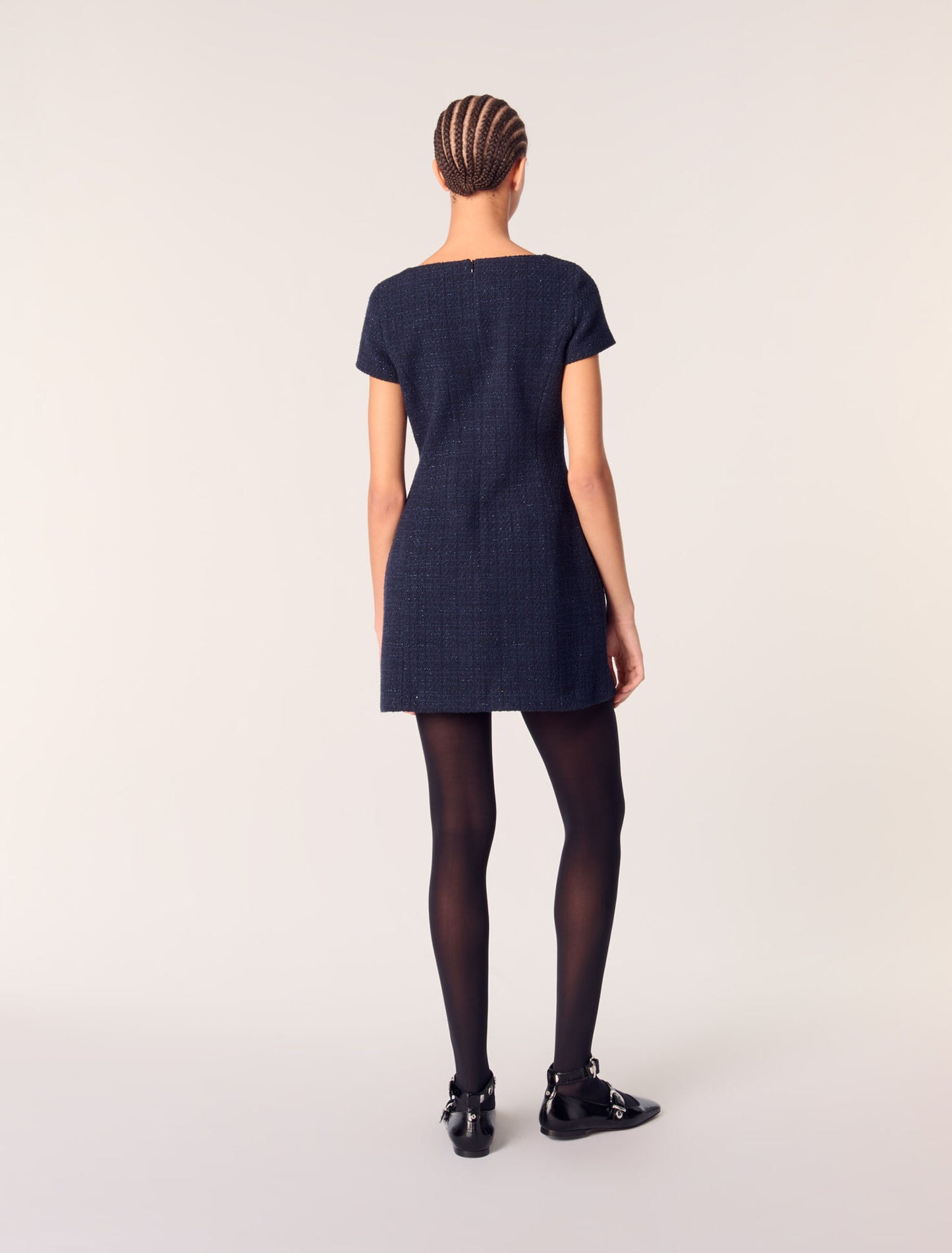 Navy-Short Tweed Dress
