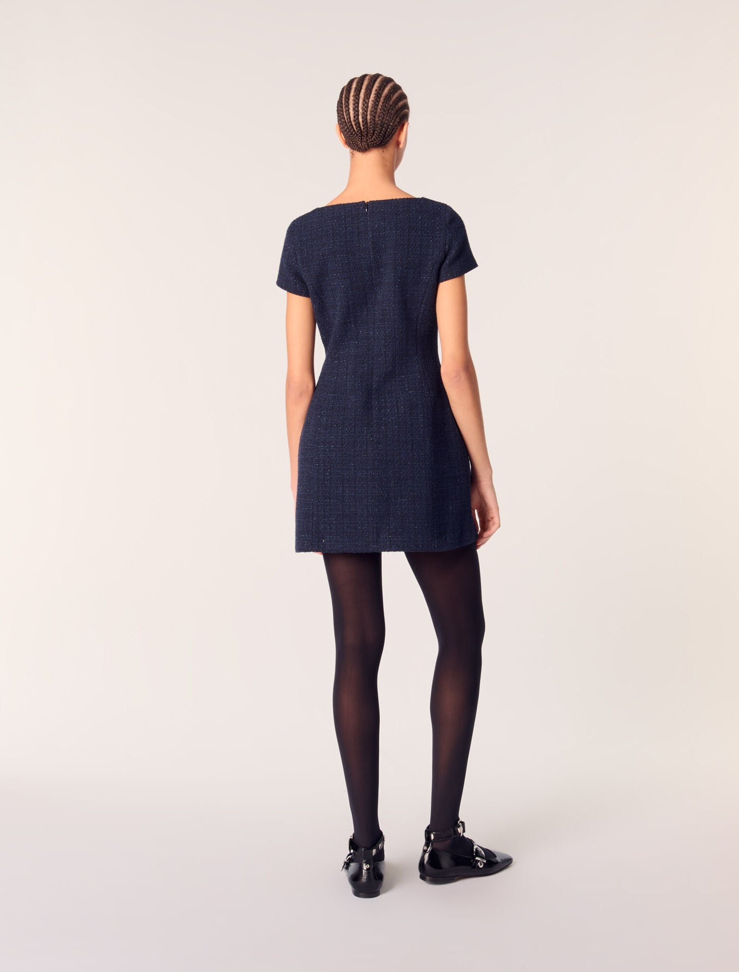 Navy-Short Tweed Dress