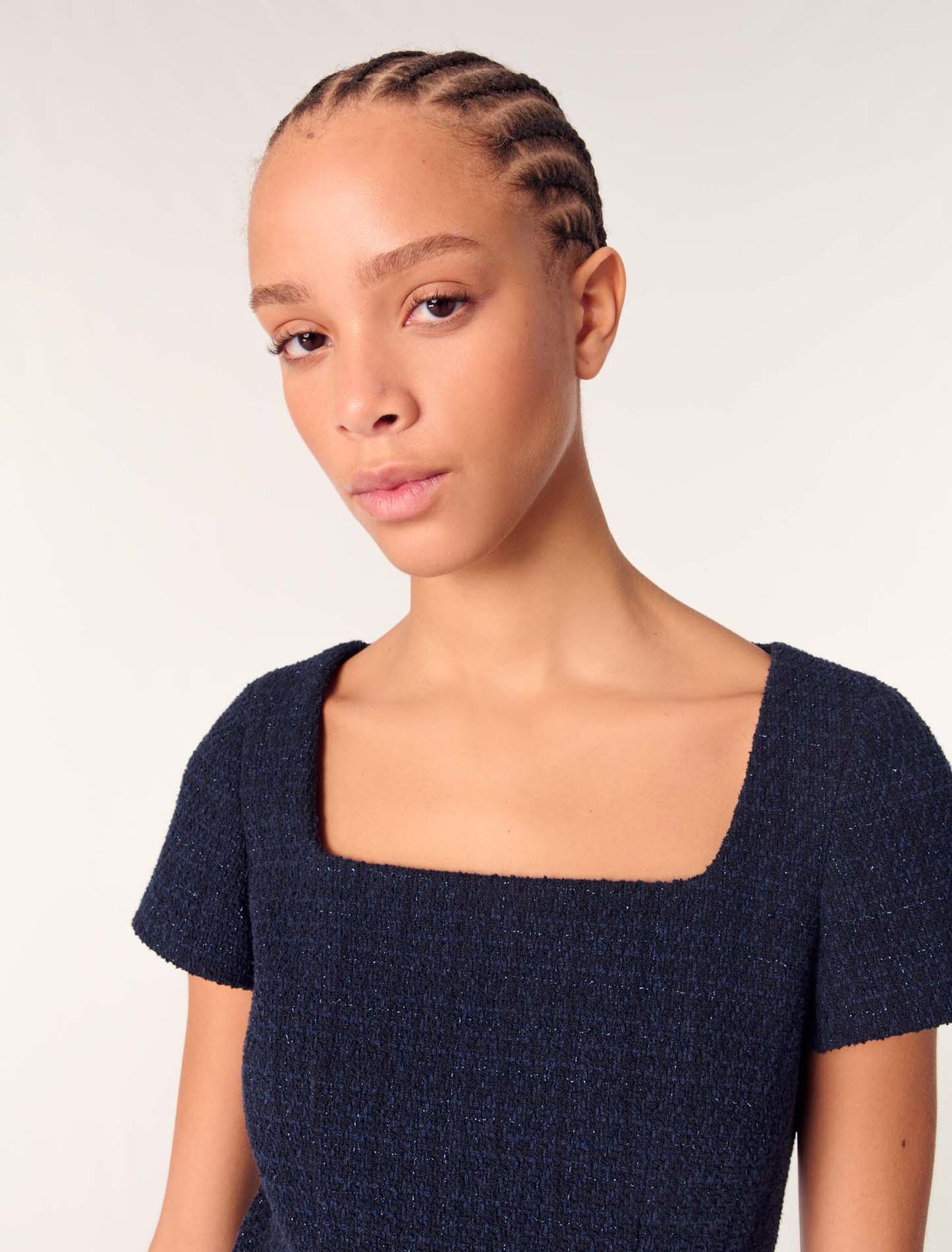 Navy-Short Tweed Dress