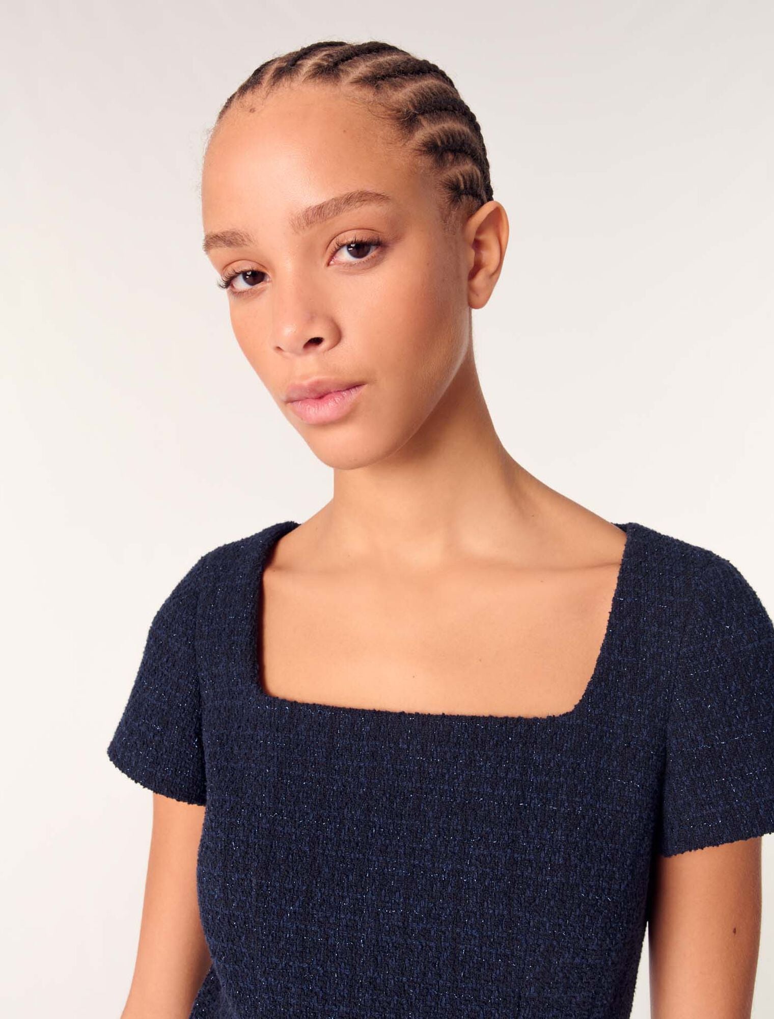 Navy-Short Tweed Dress