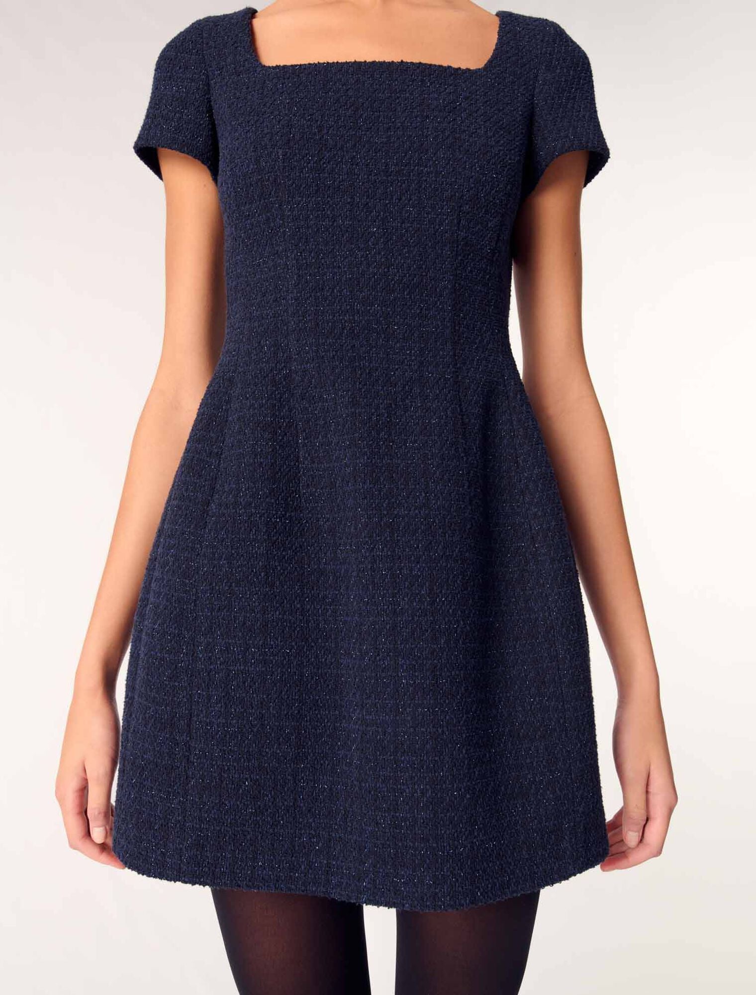 Navy-Short Tweed Dress