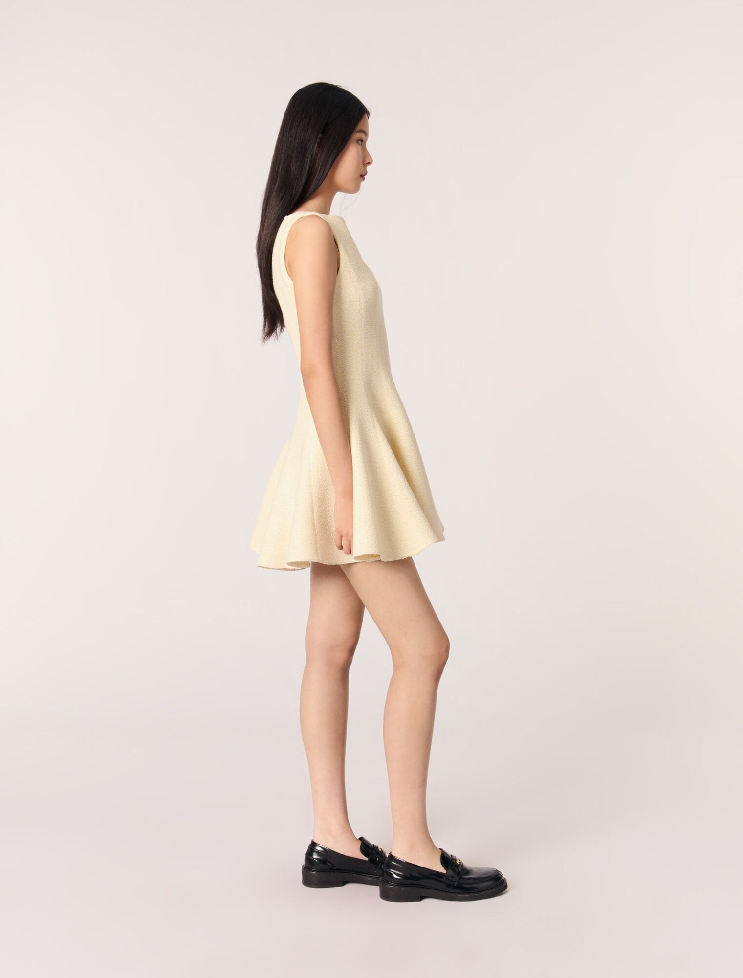 Yellow-Short tweed dress 