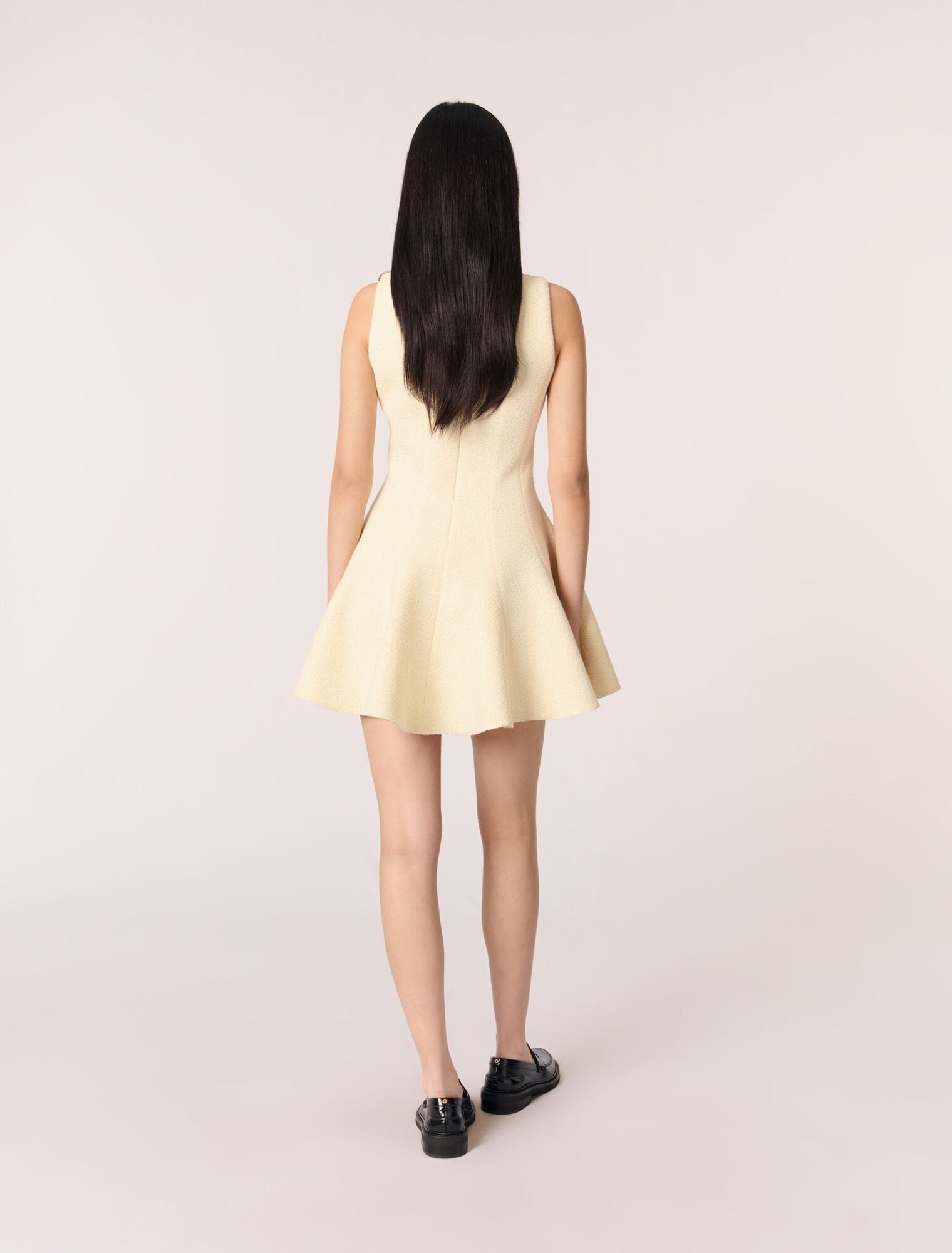 Yellow-Short tweed dress 