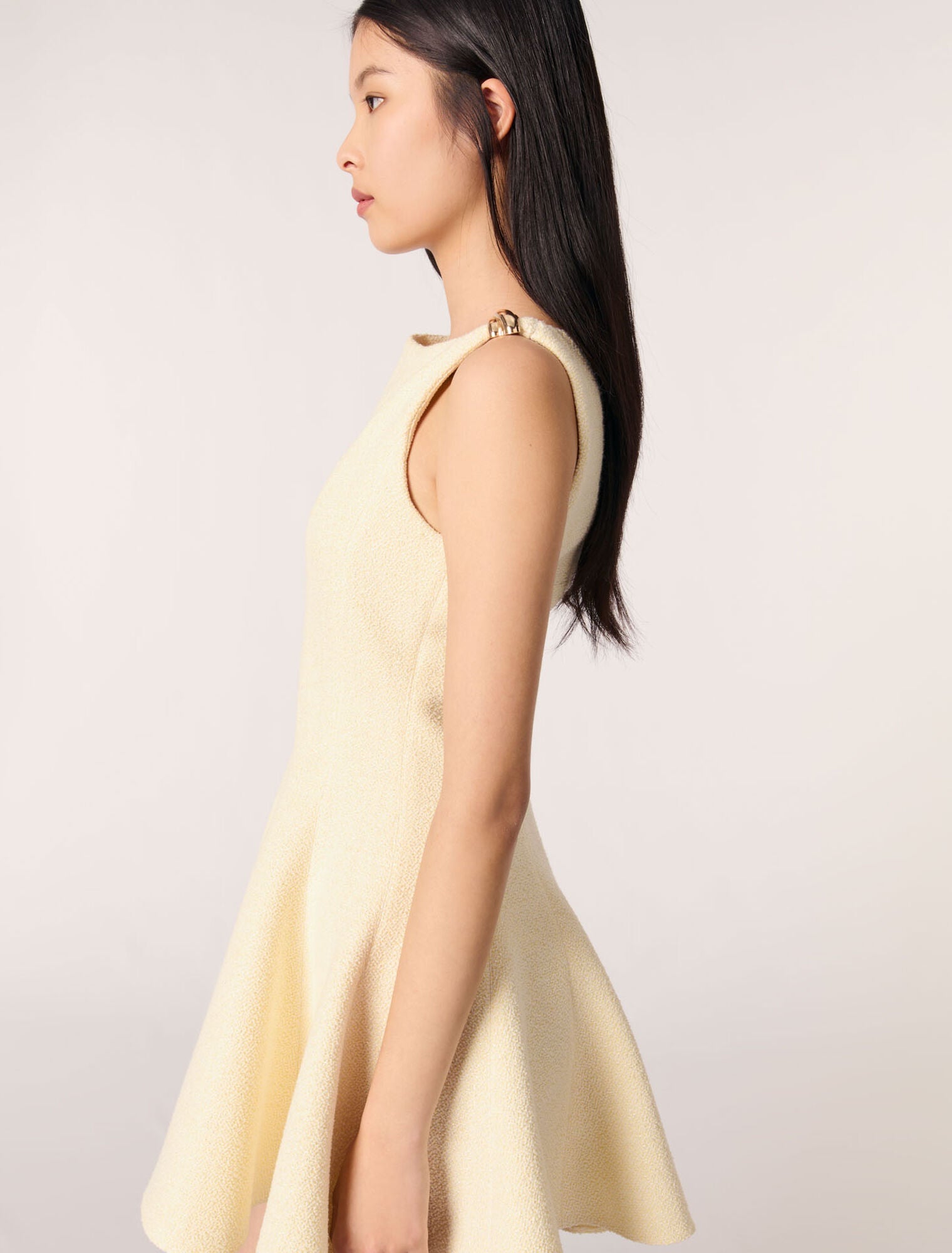Yellow-Short tweed dress 