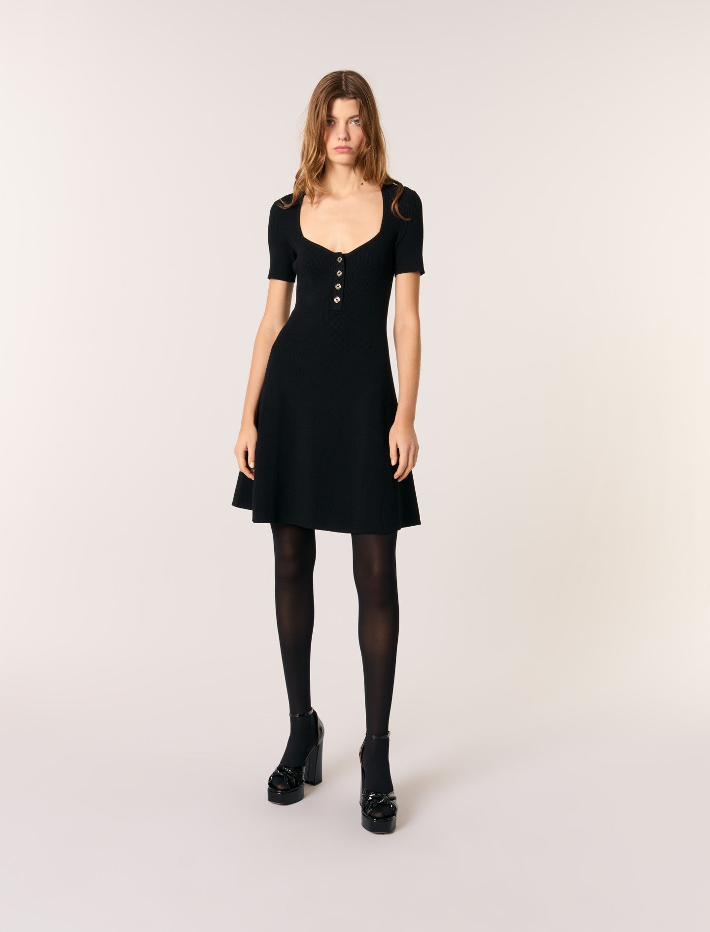 Black featured Ribbed Mini Dress