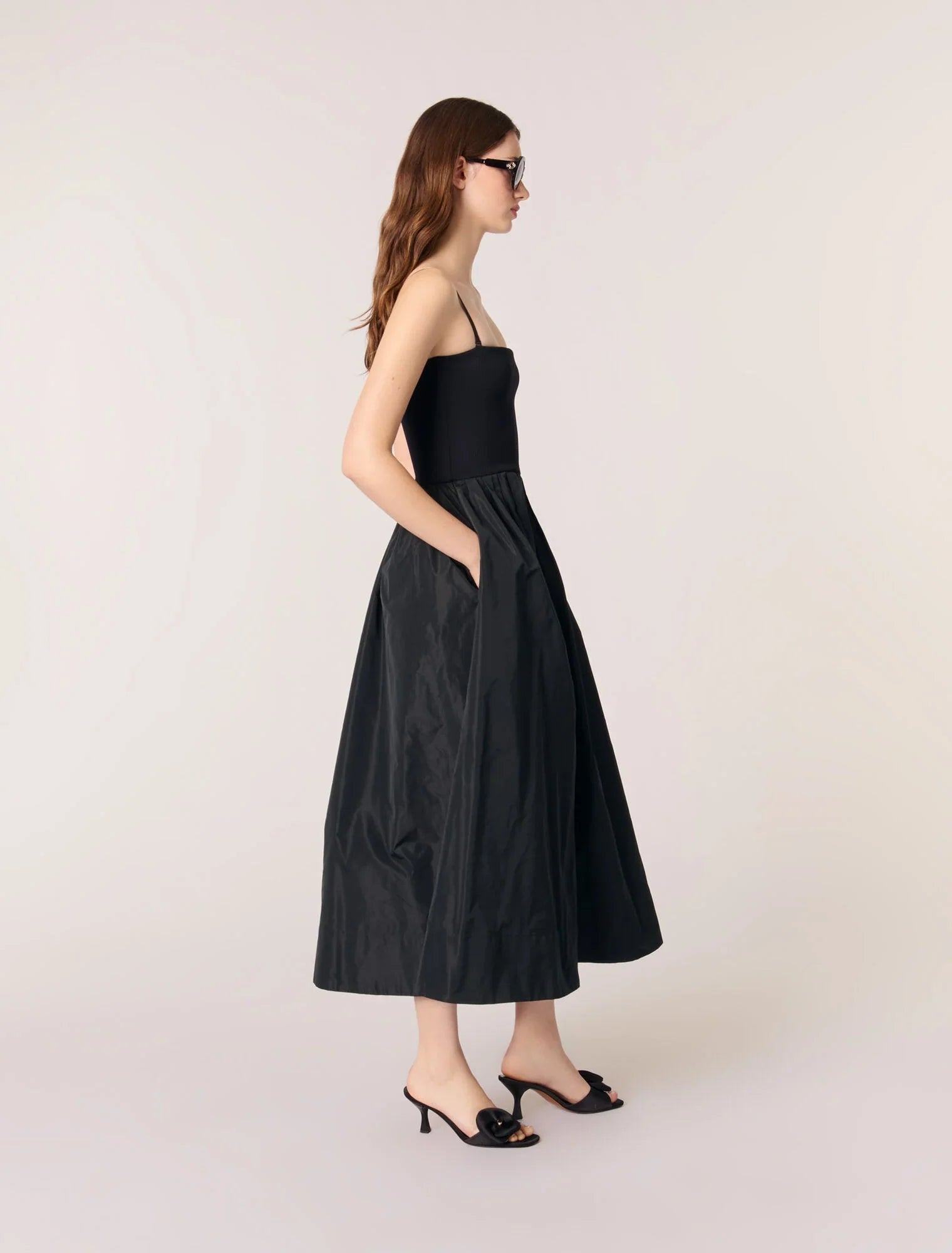 Black-Flounced Maxi Dress