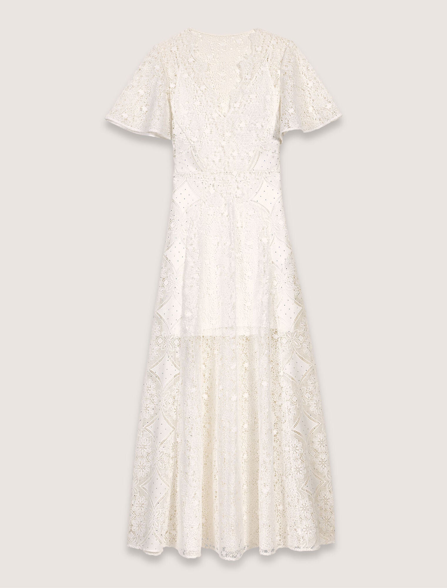 White-Floral Guipure Maxi Dress