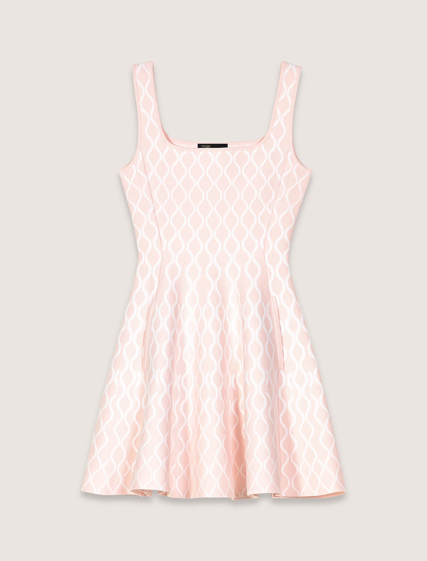 Pale Pink Patterned Jacquard Mini Dress