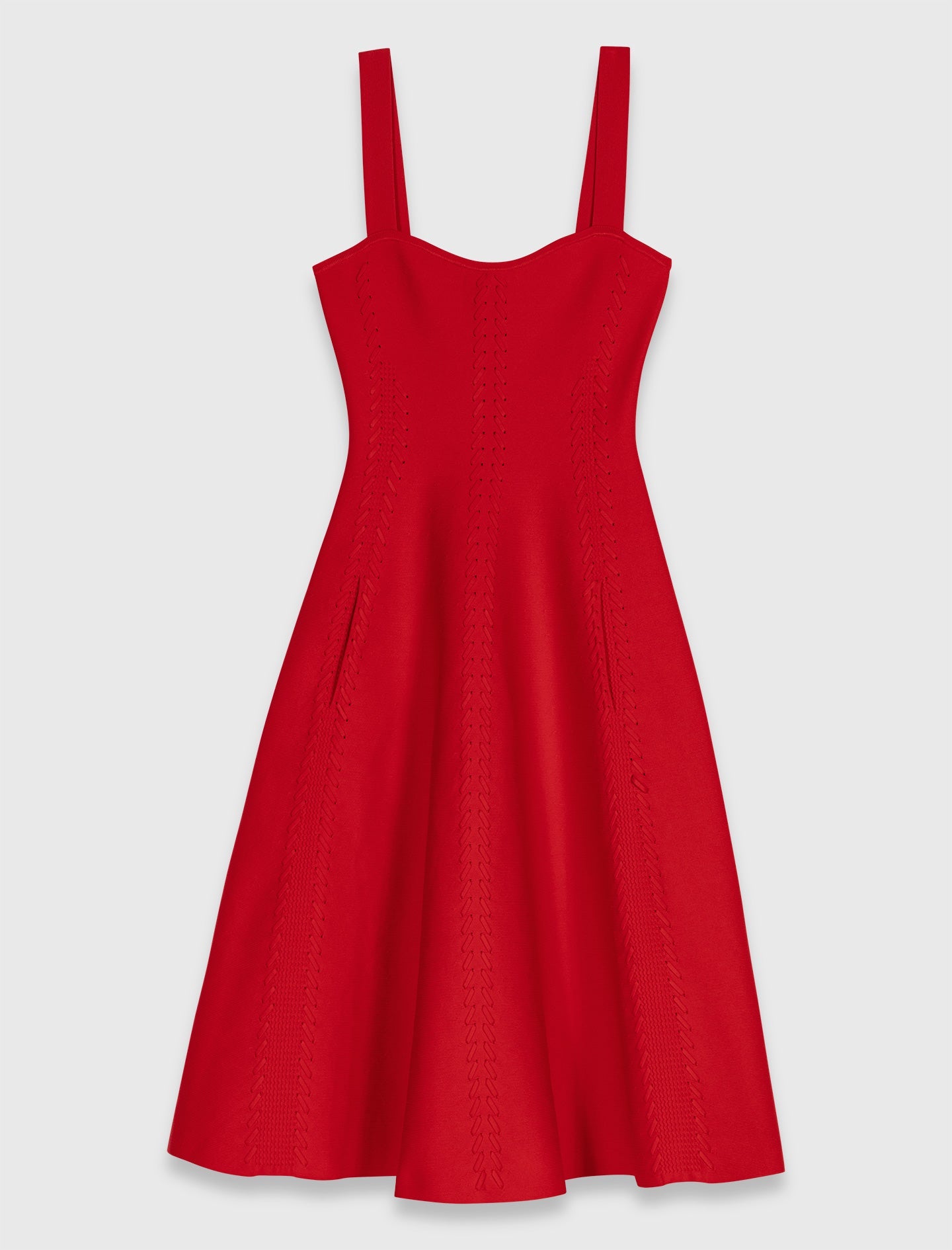 Long babydoll knit dress Red