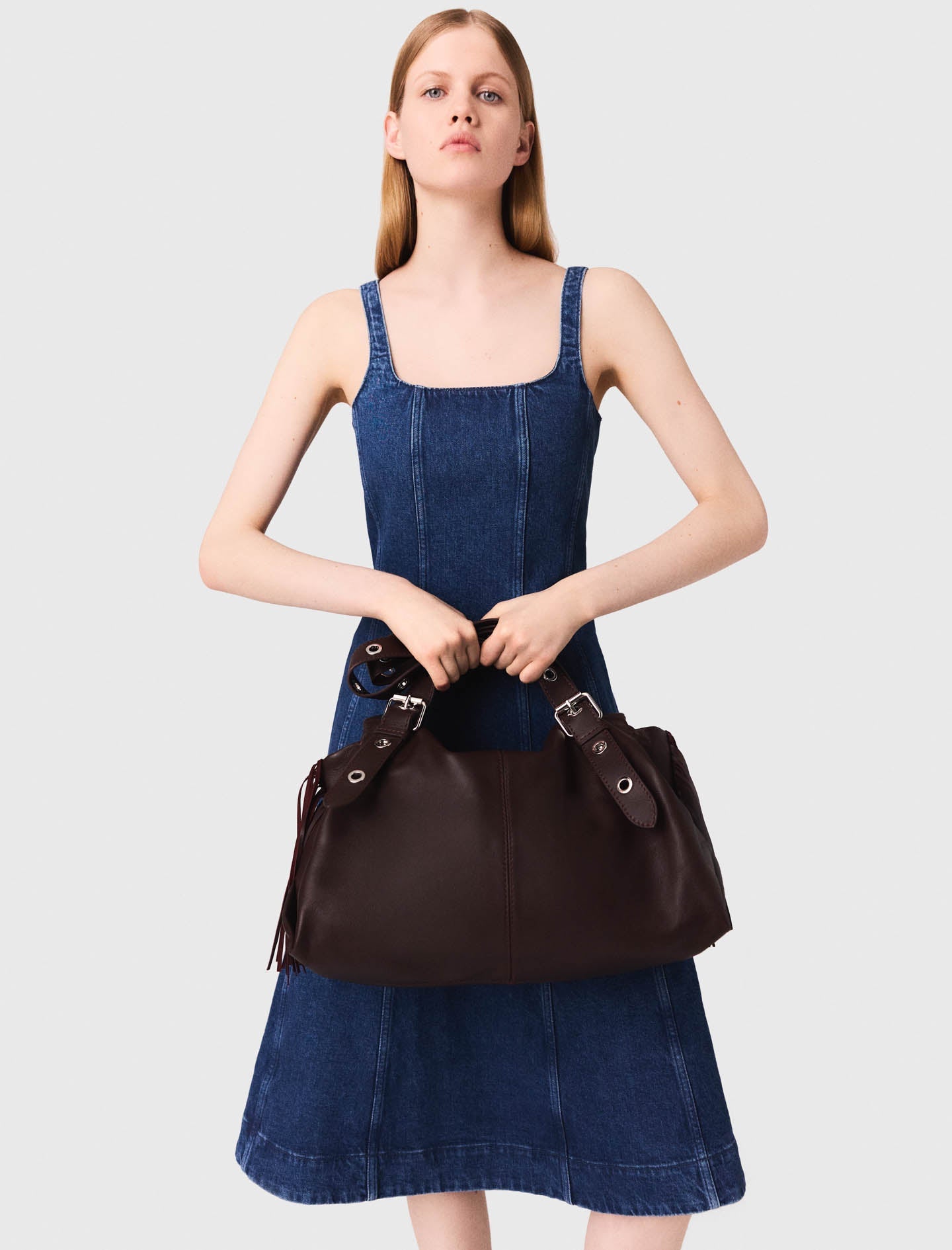 Denim Blue Long denim babydoll dress