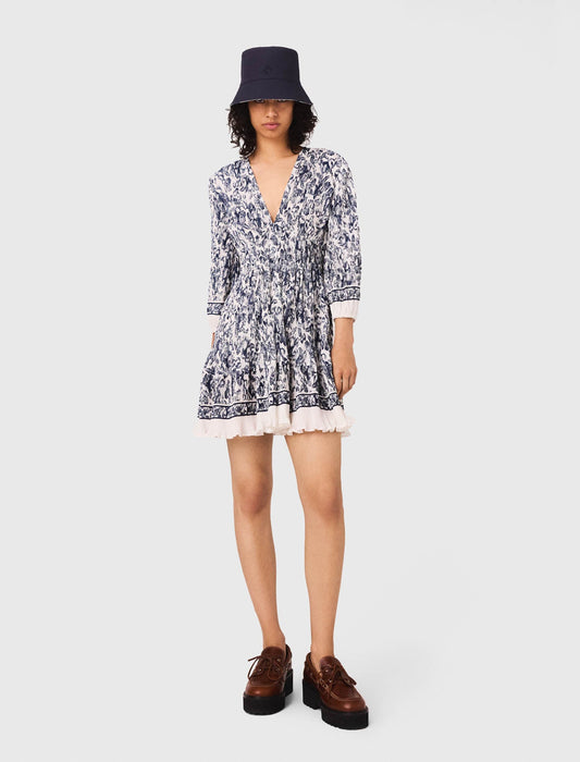 Printed pleated dress