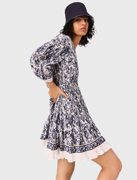 Printed pleated dress