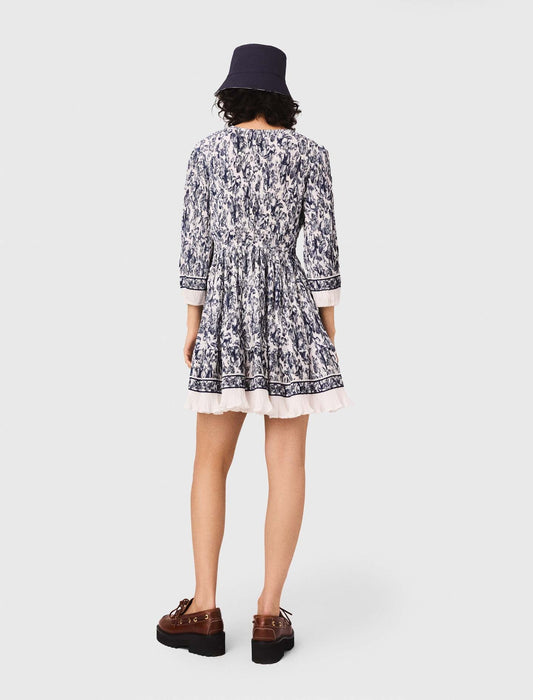 Printed pleated dress
