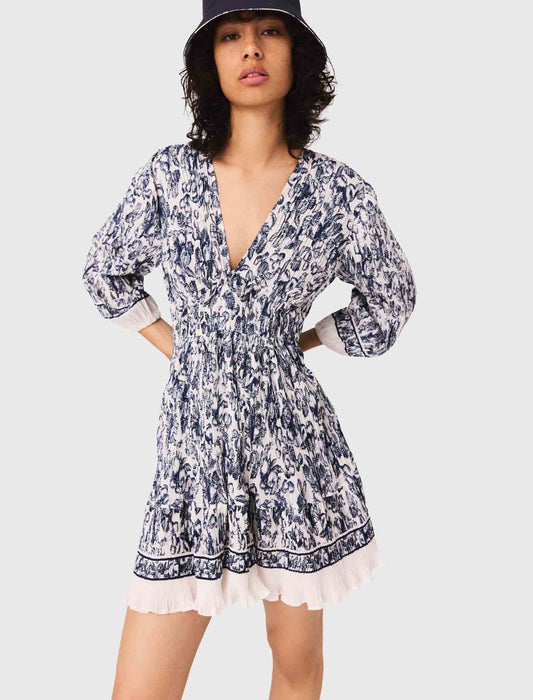 Printed pleated dress