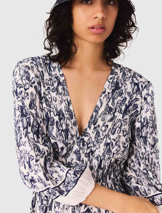 Printed pleated dress