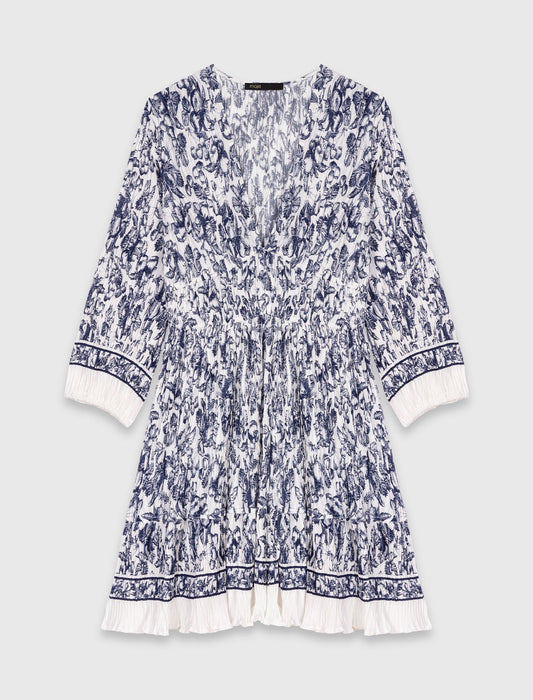 Printed pleated dress