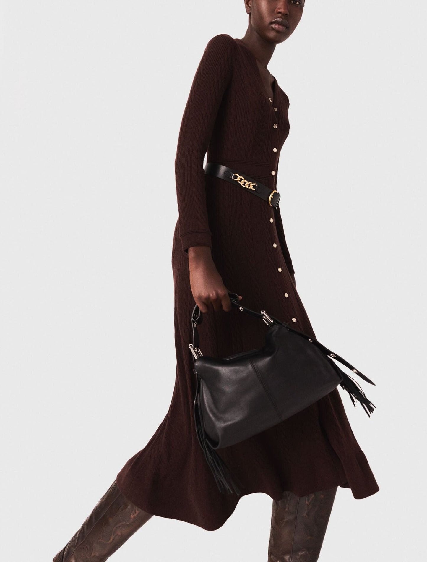 Knit maxi dress with buttons