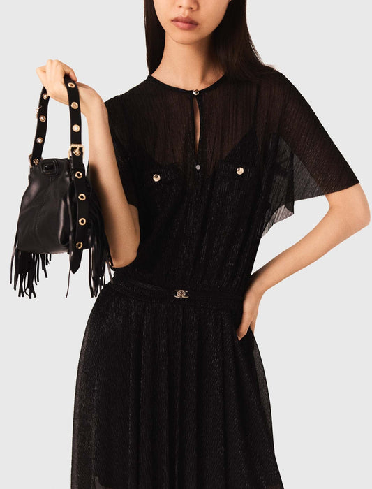 Metallic maxi dress Black