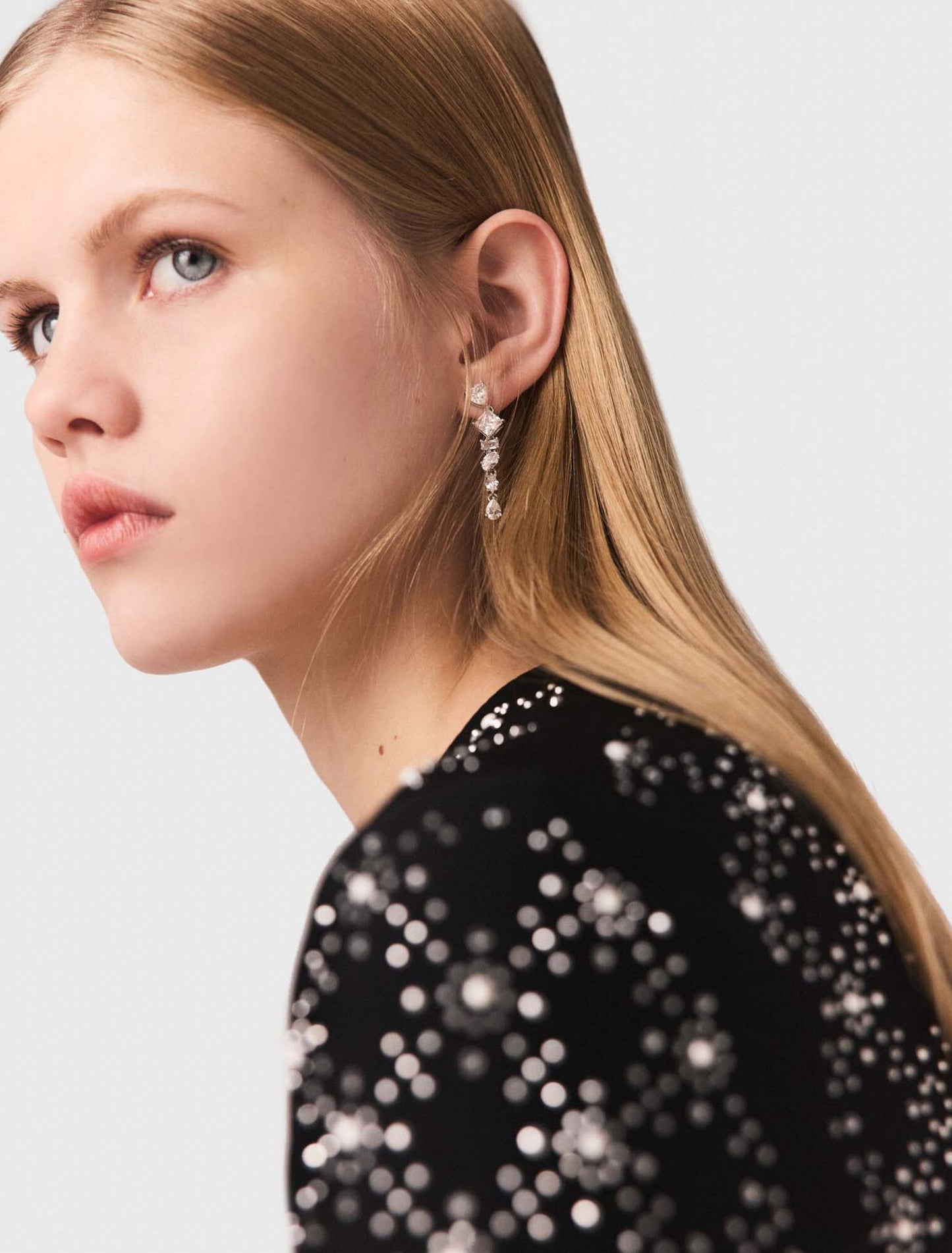 Beaded and rhinestone maxi dress Black