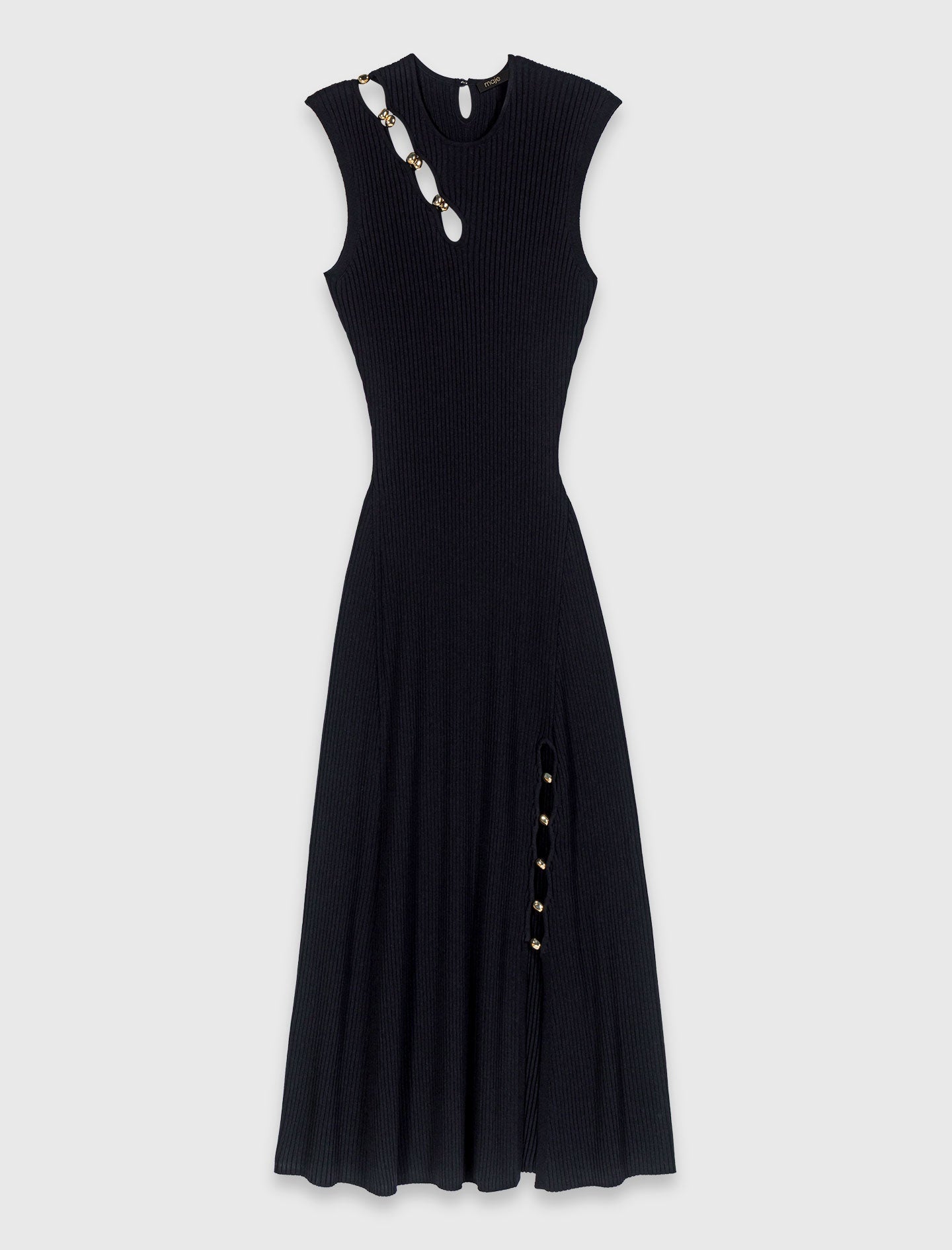 Cutaway Rib Knit Maxi Dress Black