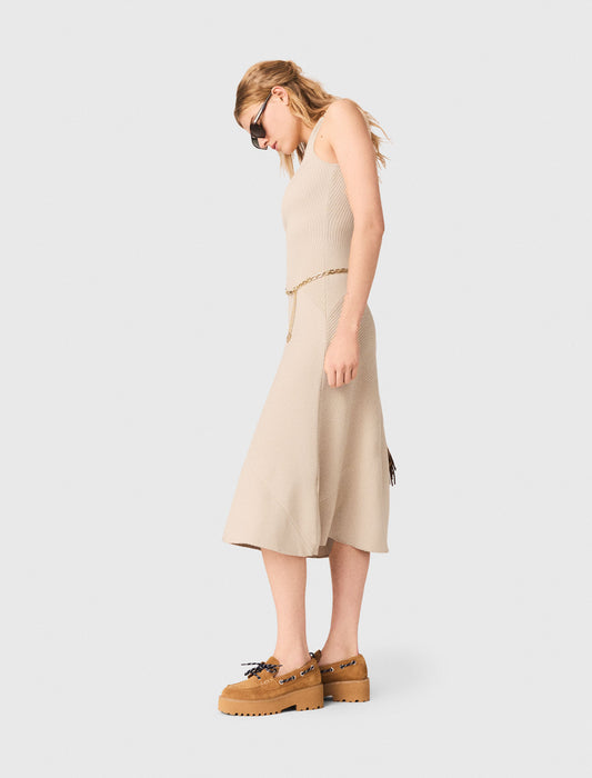 Long Dress With Jewellery Beige