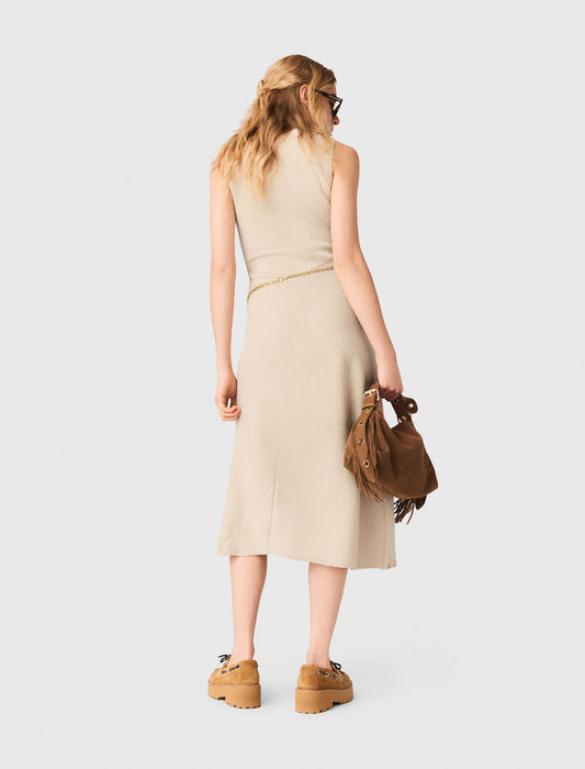 Long Dress With Jewellery Beige