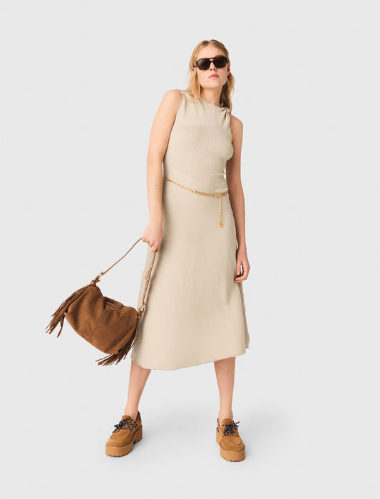 Long Dress With Jewellery Beige