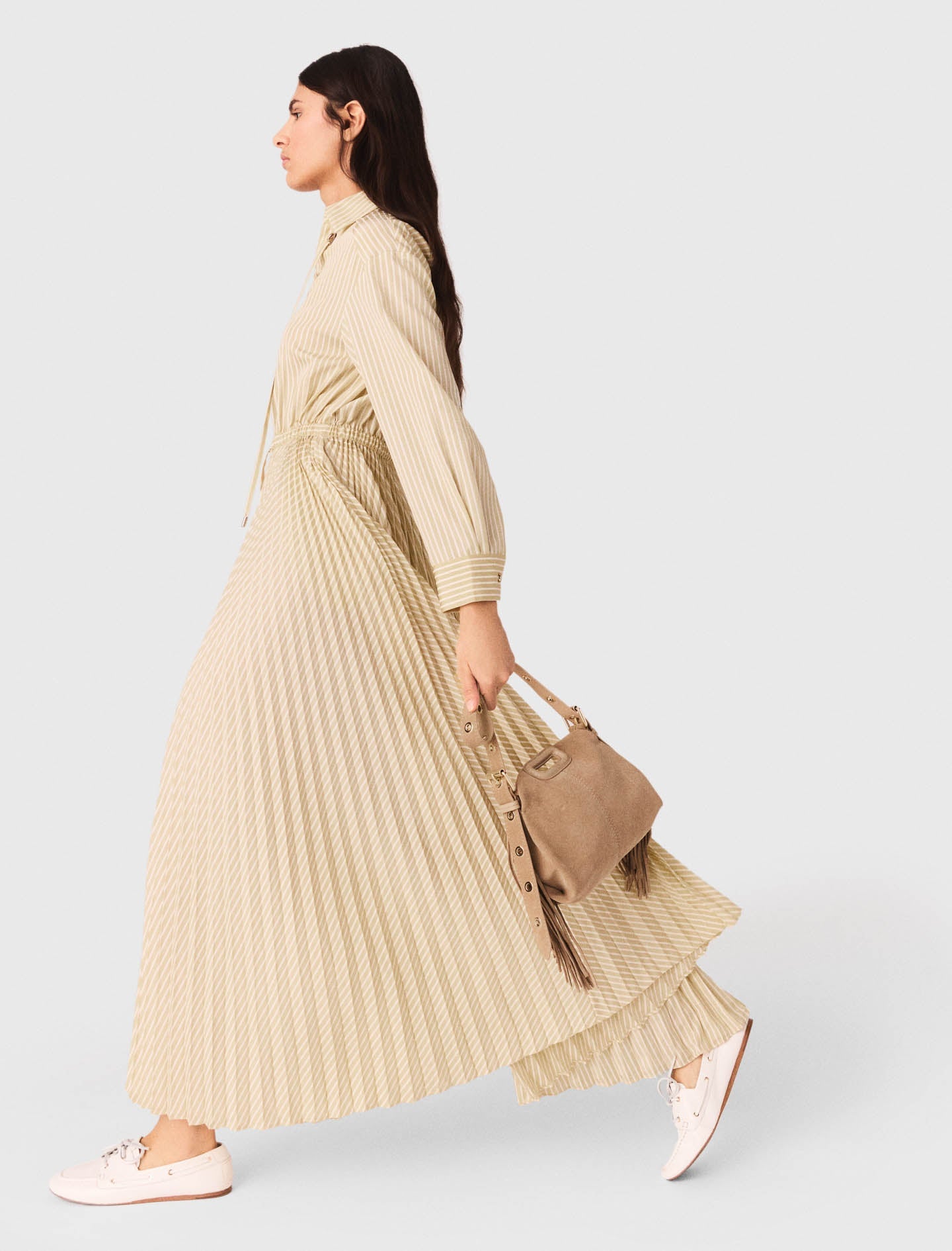 Eyelet pleated maxi dress