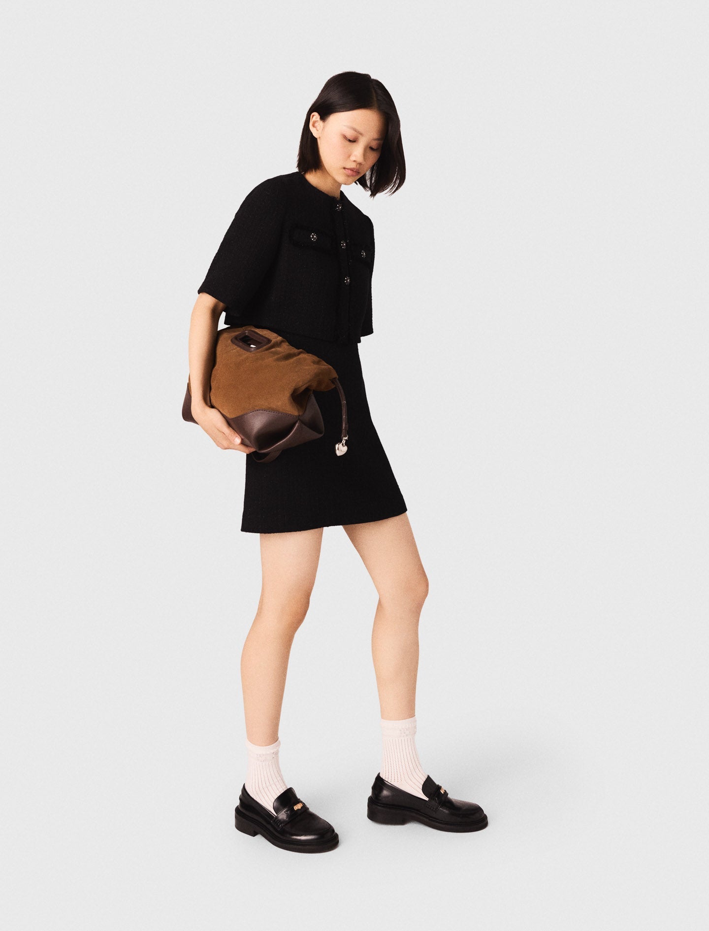 2-In-1 Shiny Tweed Dress Black