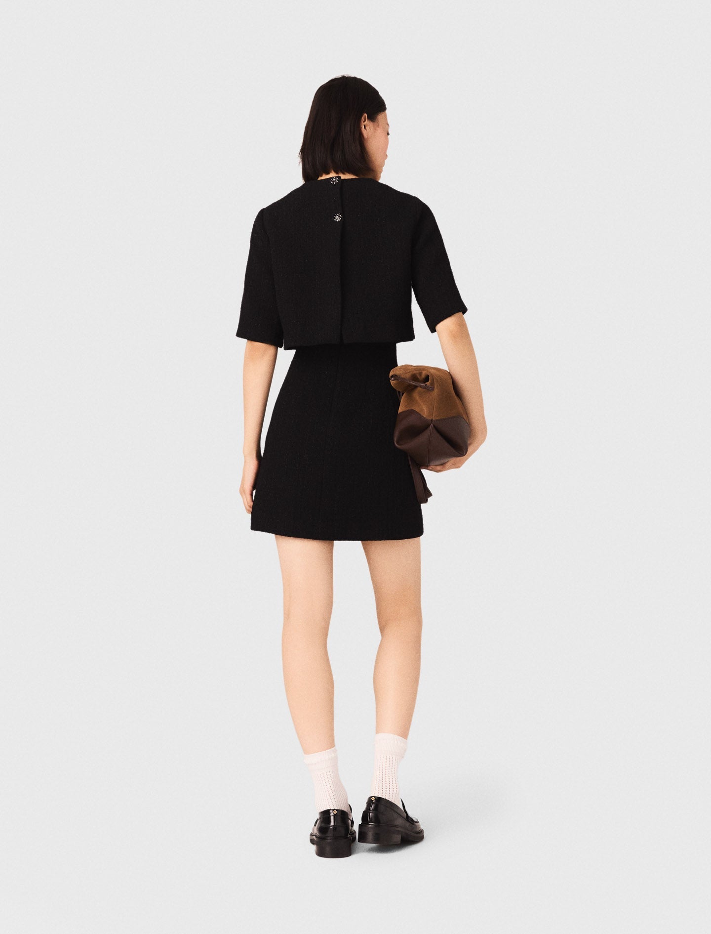 2-In-1 Shiny Tweed Dress Black