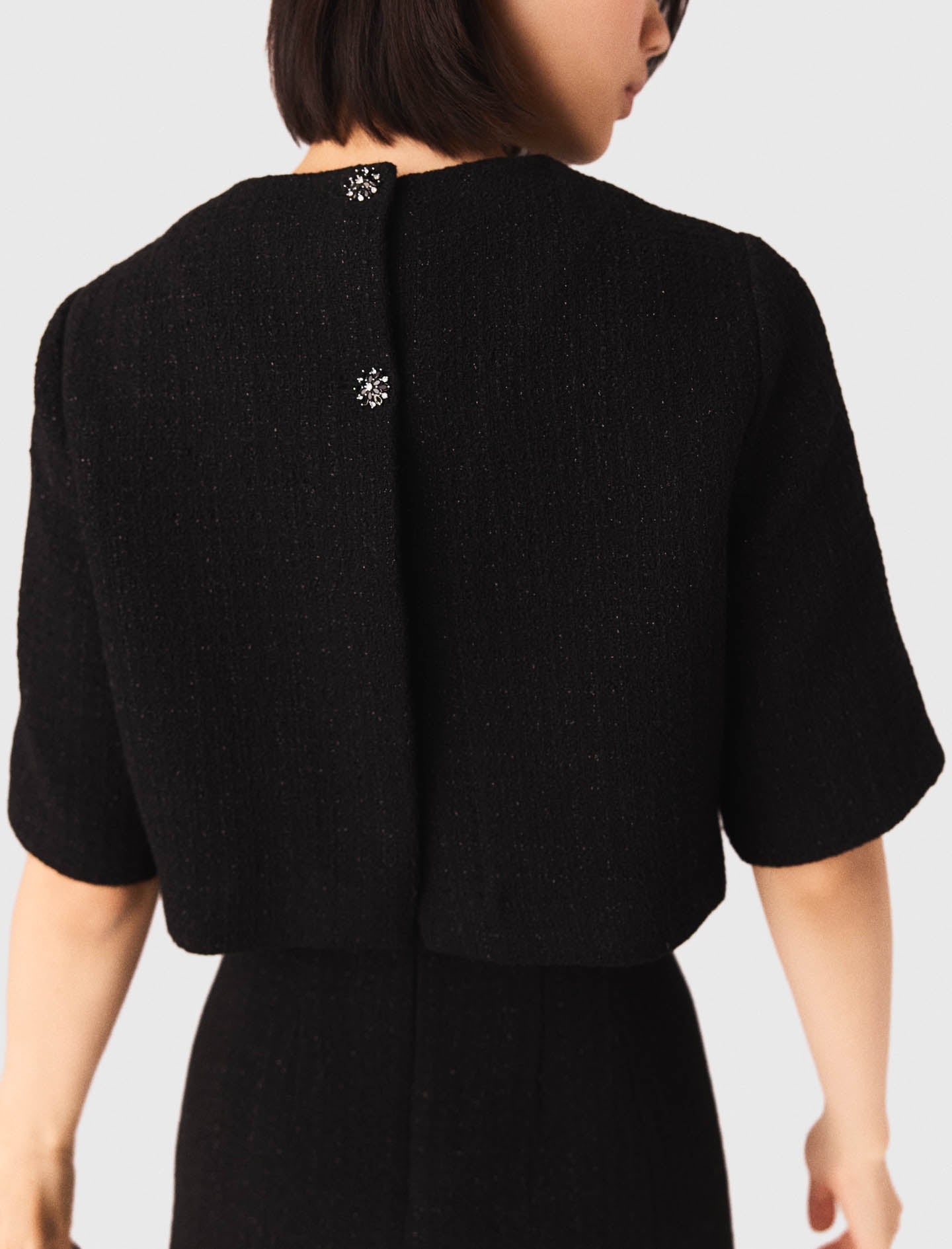 2-In-1 Shiny Tweed Dress Black