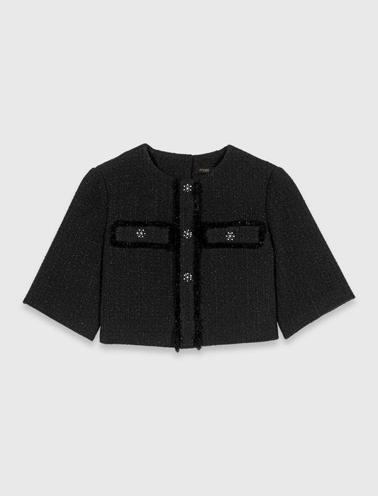 فستان تويد 2 في 1 باللون الأسود