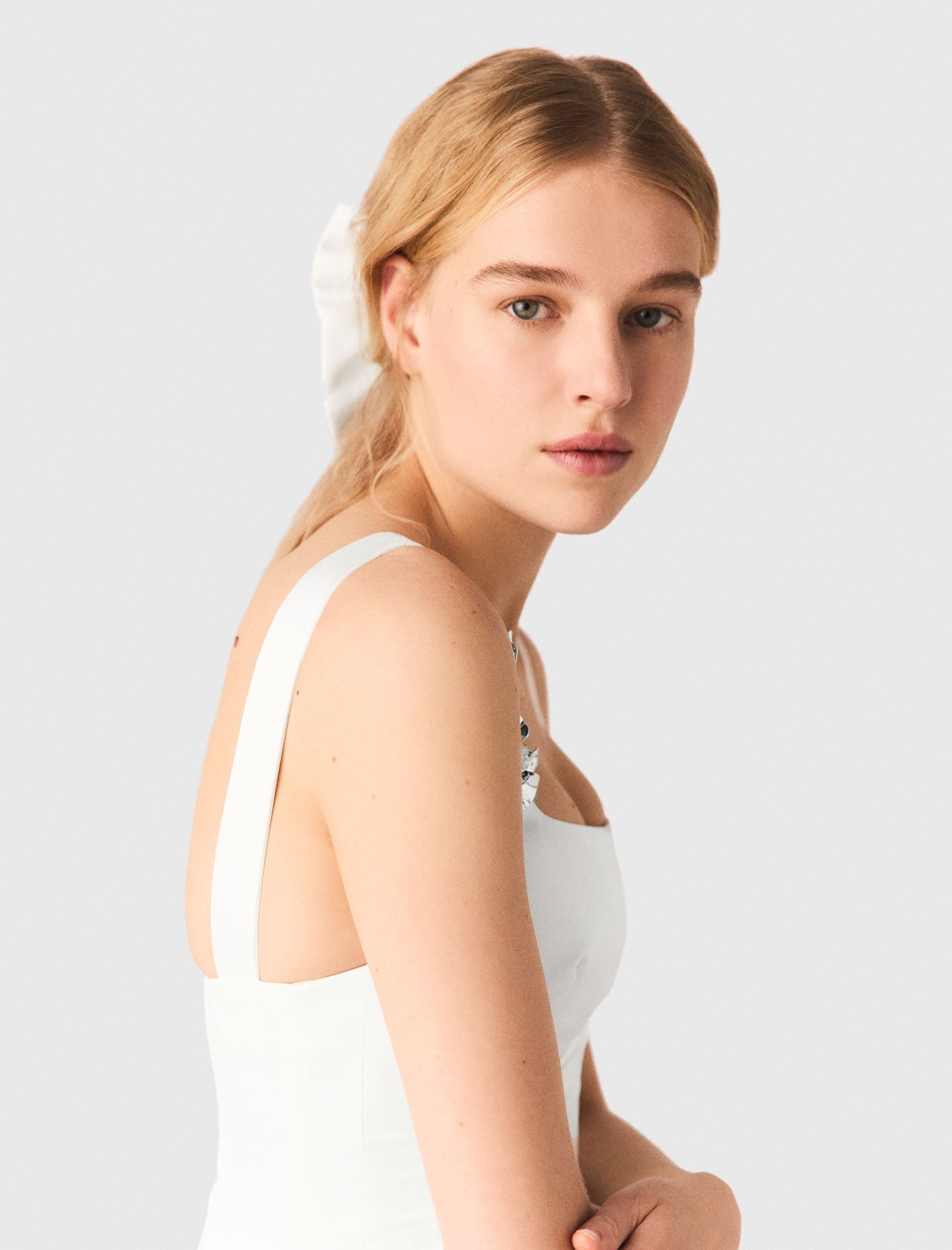 Short Satin Dress White