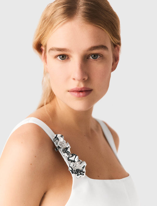 Short Satin Dress White