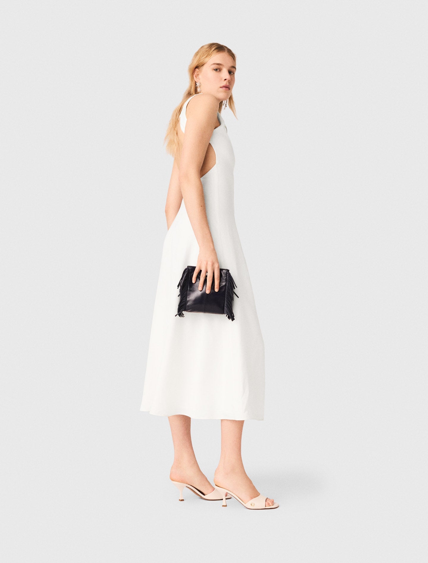 Backless Midi Dress White